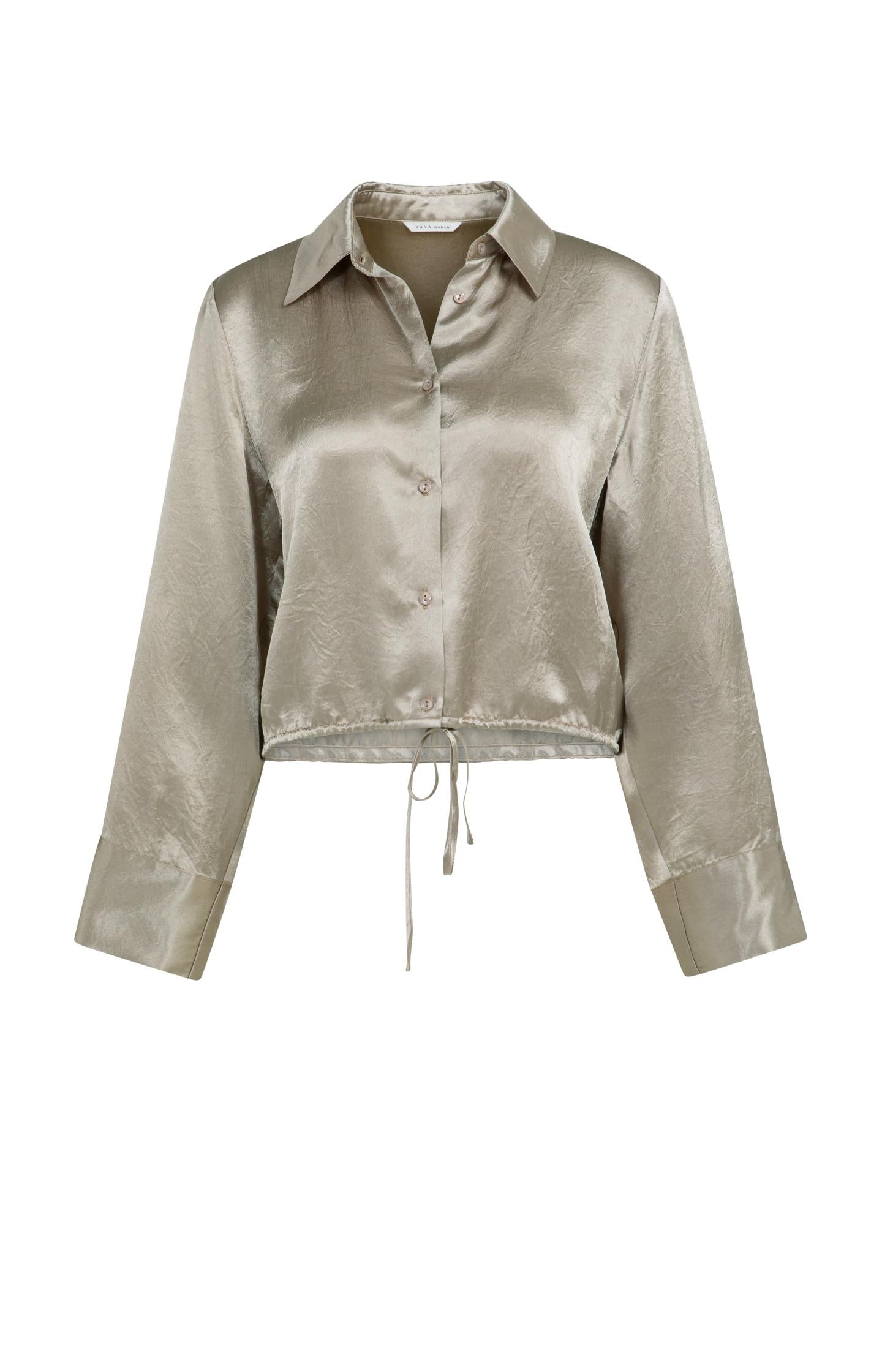 Satin blouse with drawstring hem