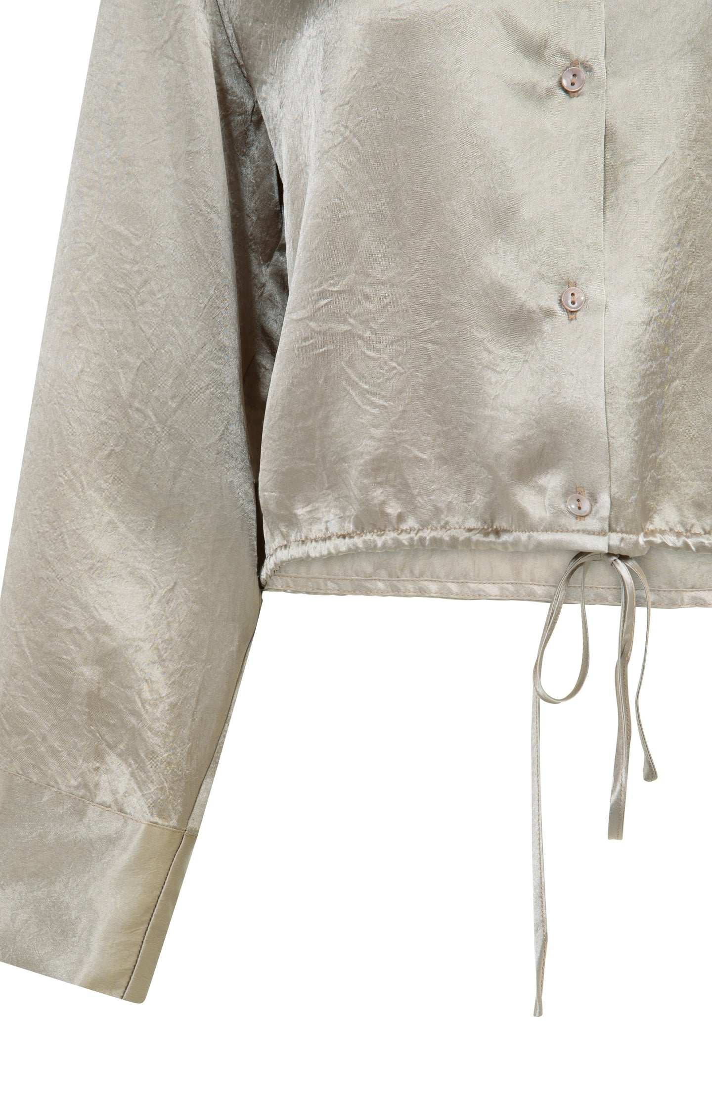 Satin blouse with drawstring hem
