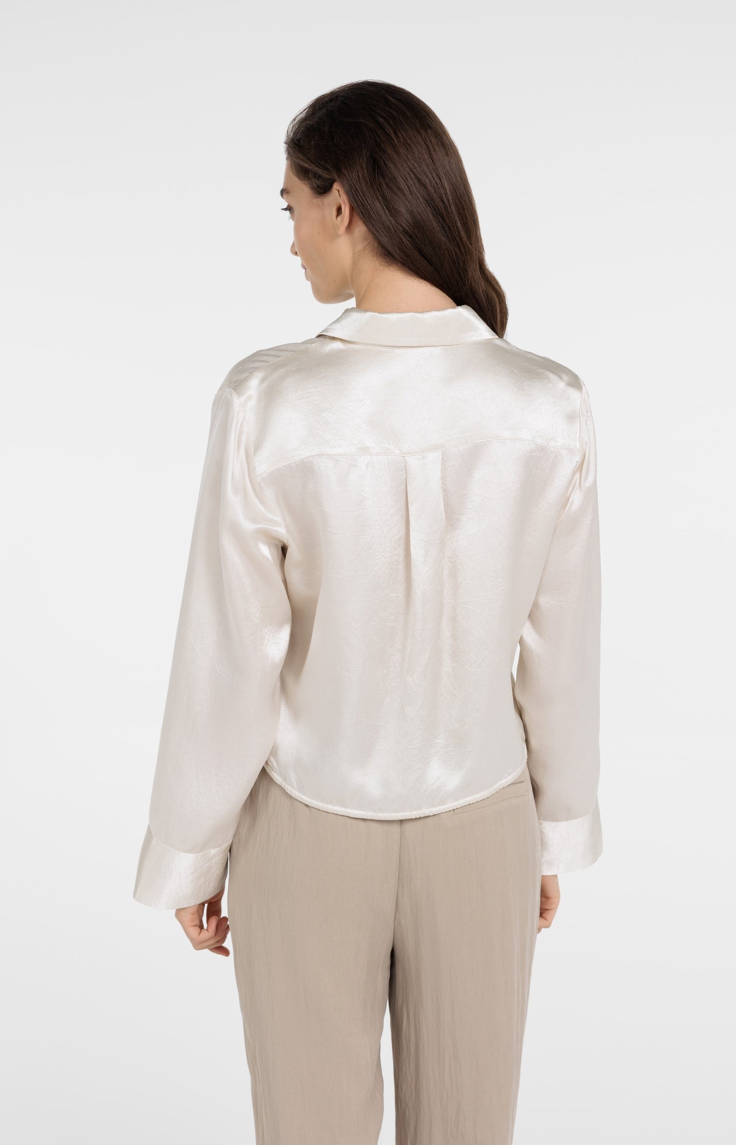 Satin blouse with drawstring hem - Type: lookbook