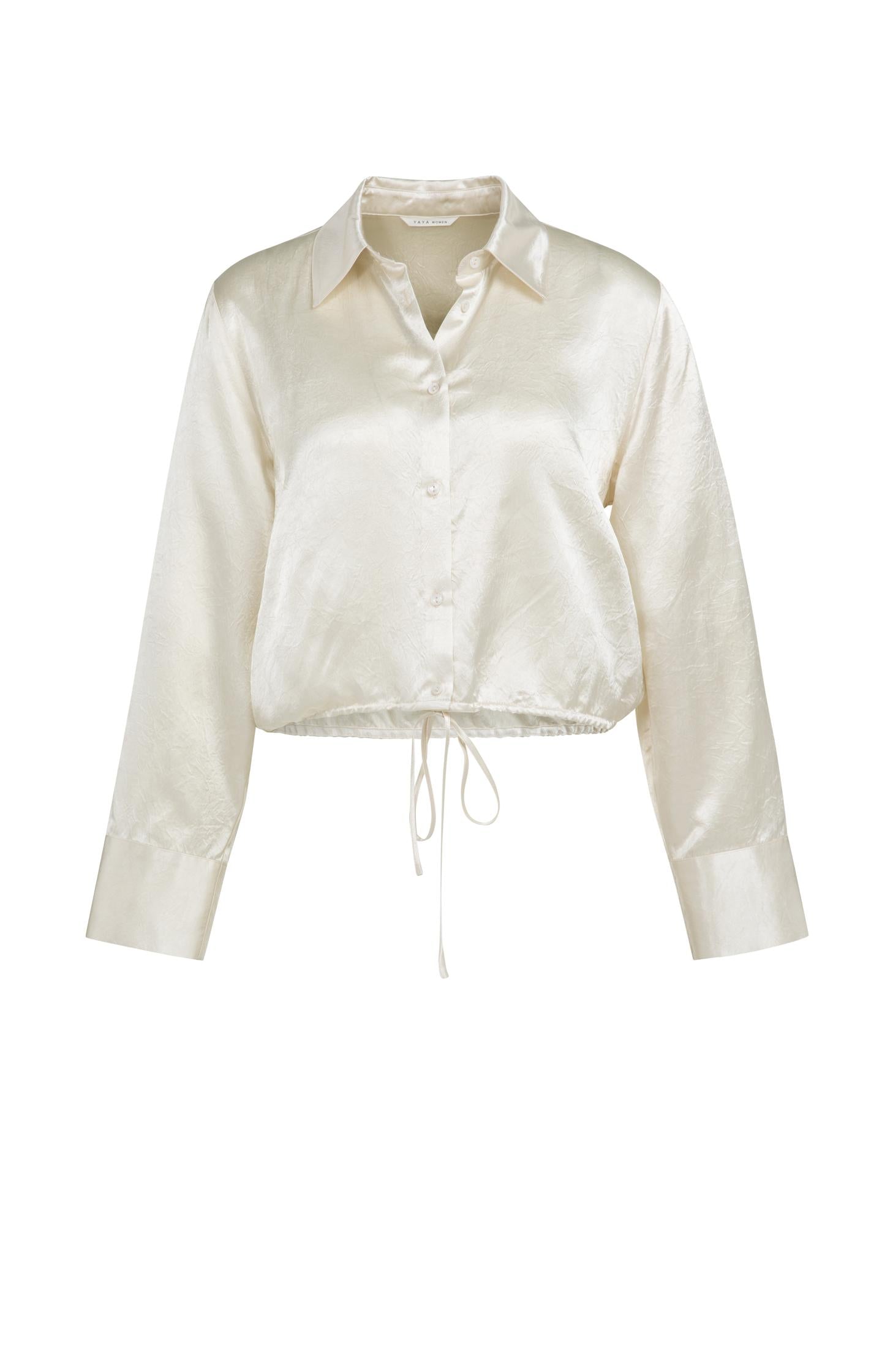 Satin blouse with drawstring hem - Type: product