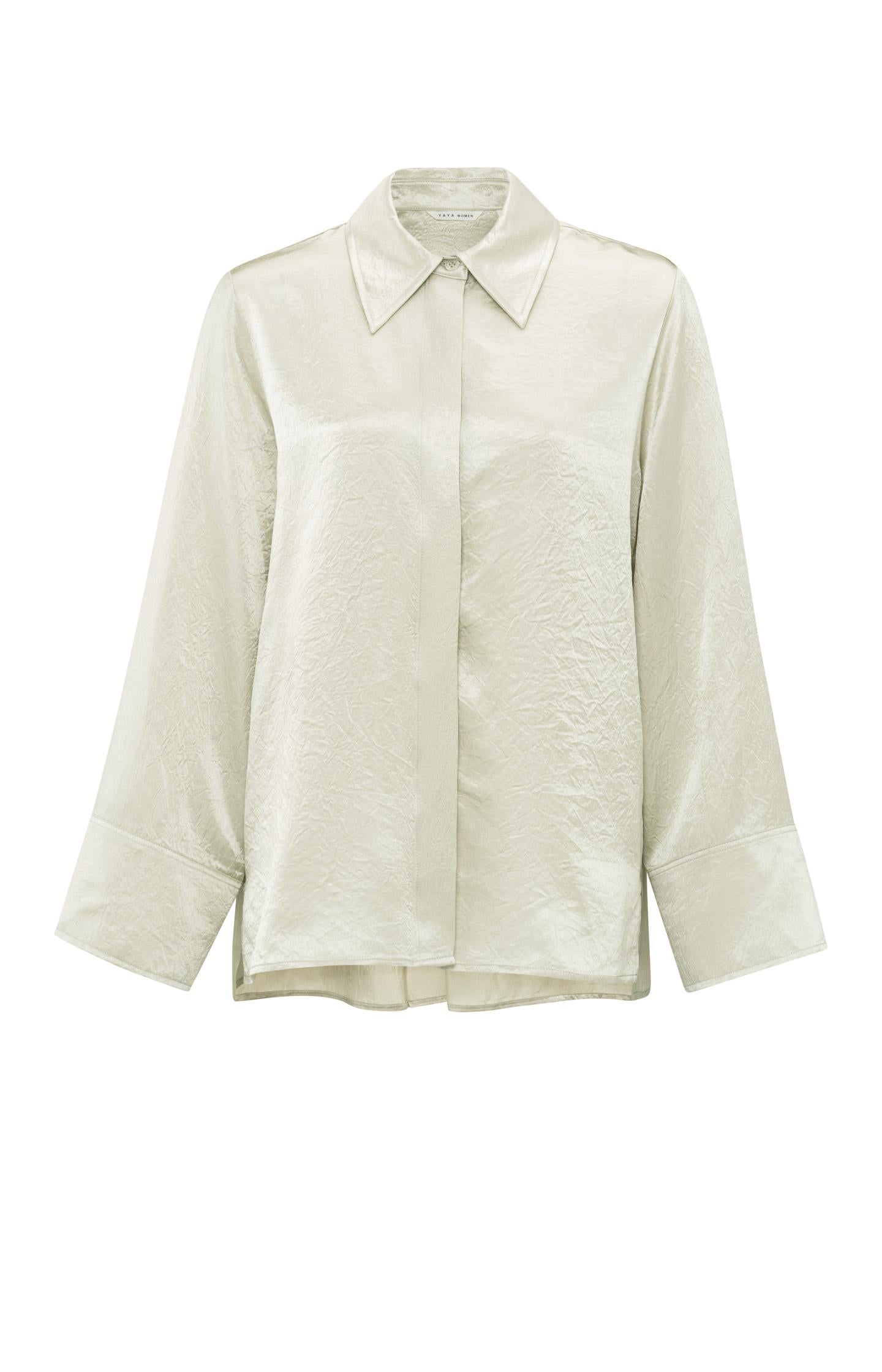 Satin blouse with long sleeves and loose fit - Type: product