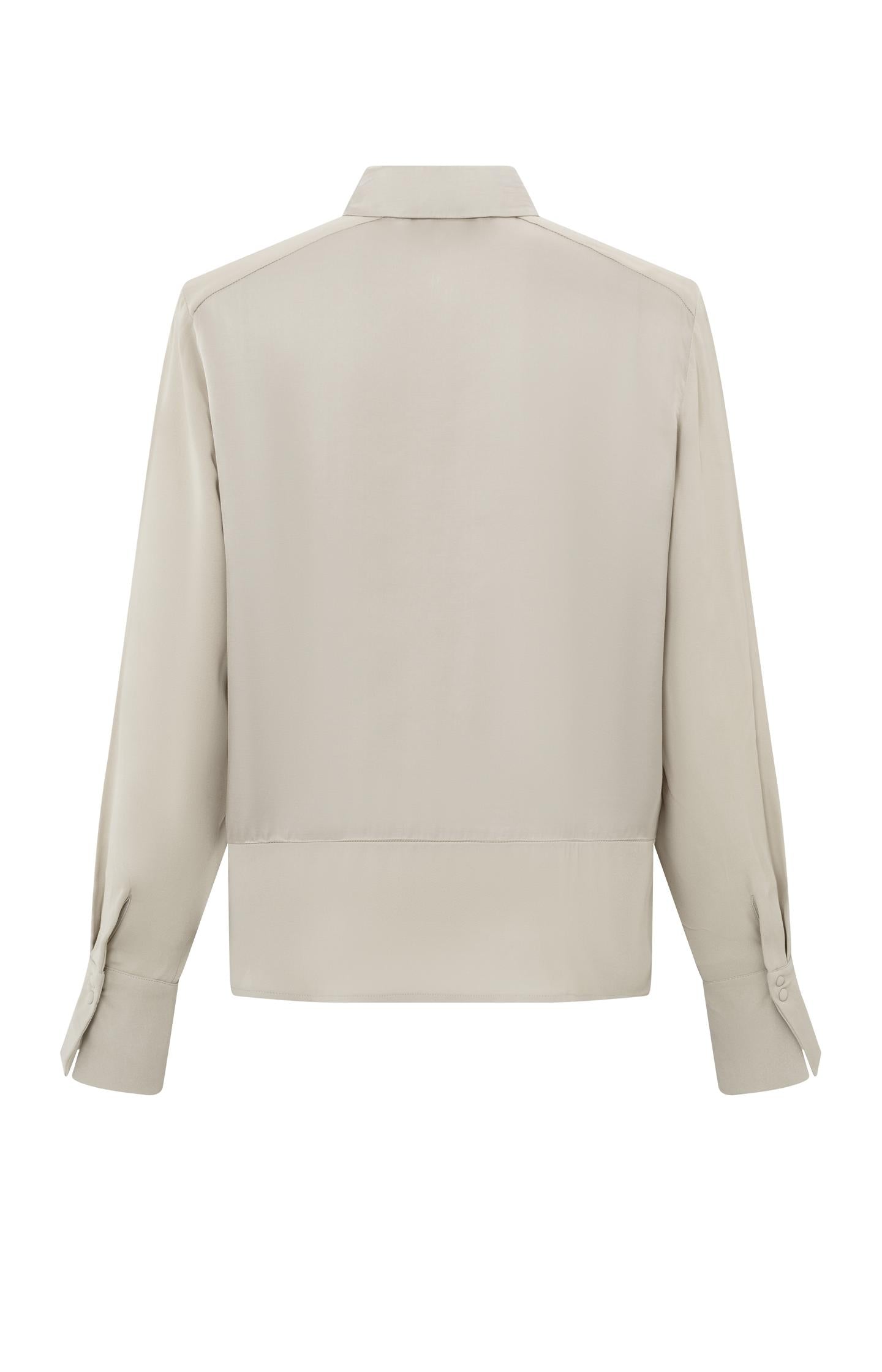 Satin blouse with mixed textures