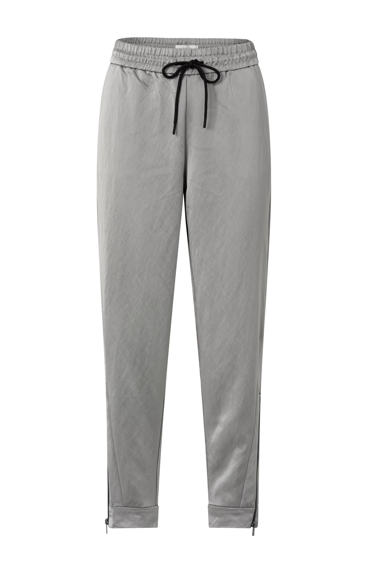 Satin joggers with zipper details and elastic waistband - Type: product