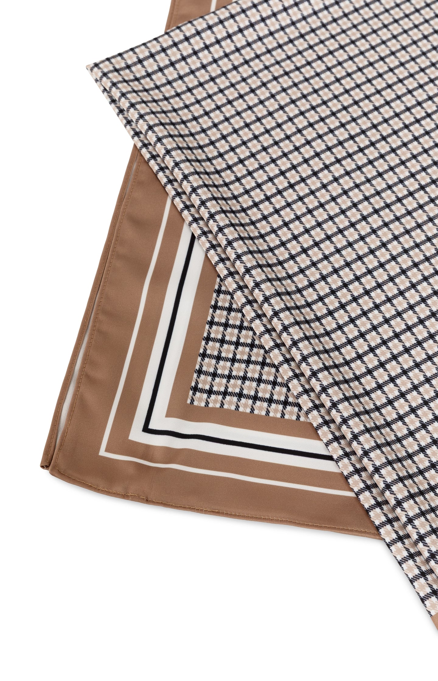 Satin scarf with check print and border detail - Type: product