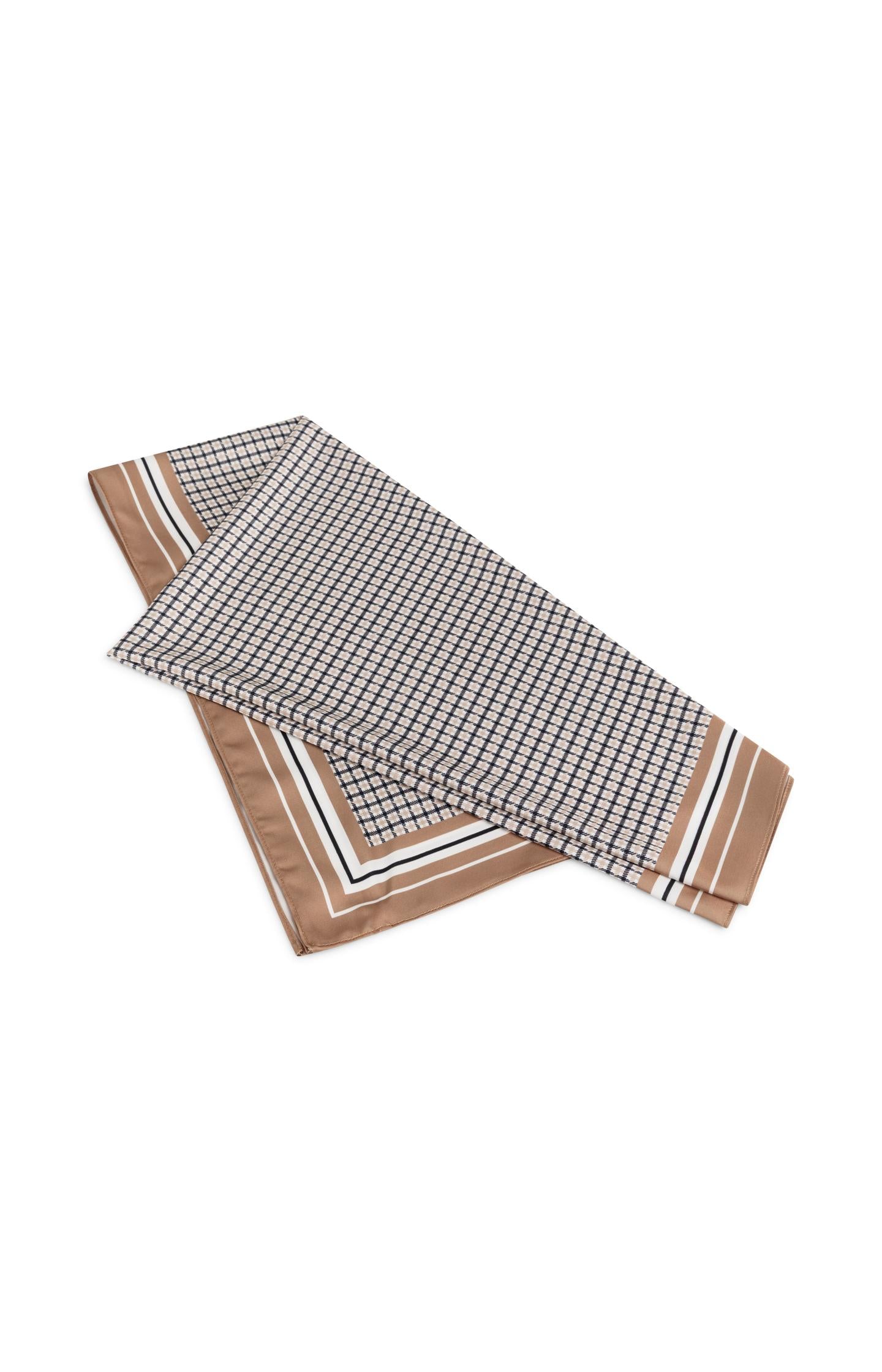 Satin scarf with check print and border detail - Type: product