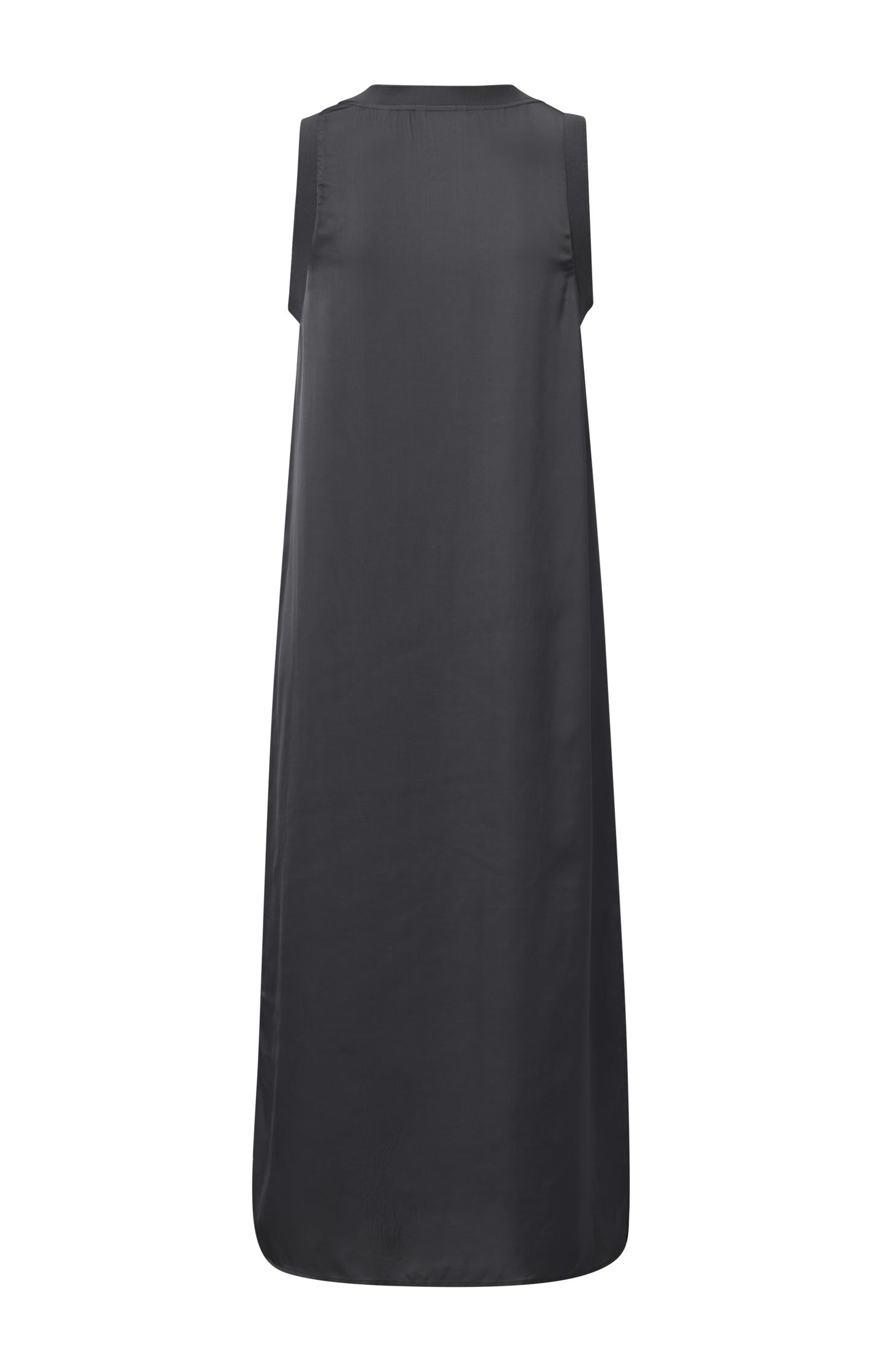 Satin sleeveless dress with ribbed detail