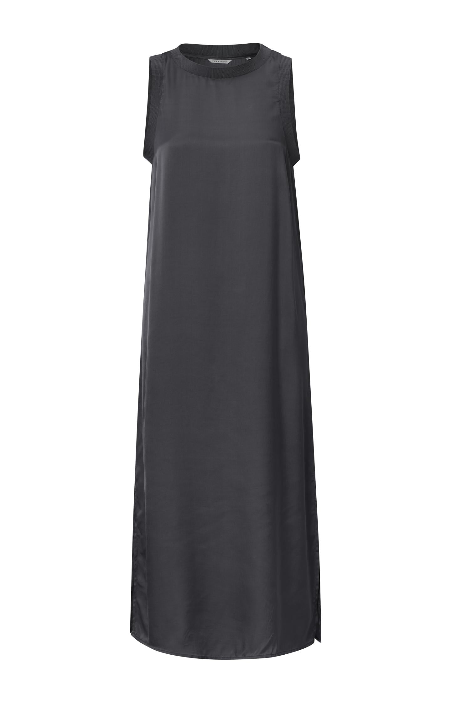 Satin sleeveless dress with ribbed detail - Type: product