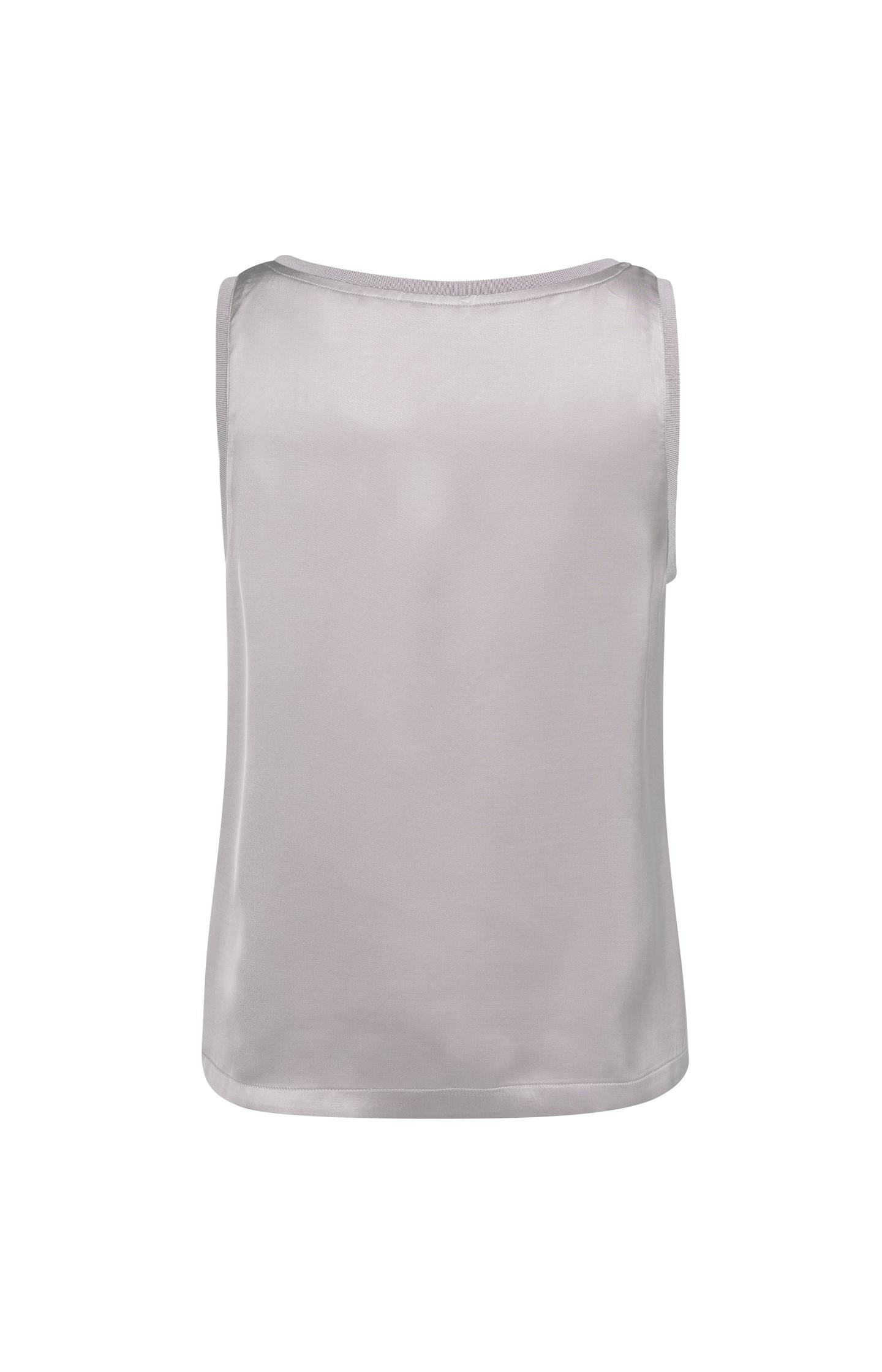 Satin top with ribbed neckline - Type: lookbook