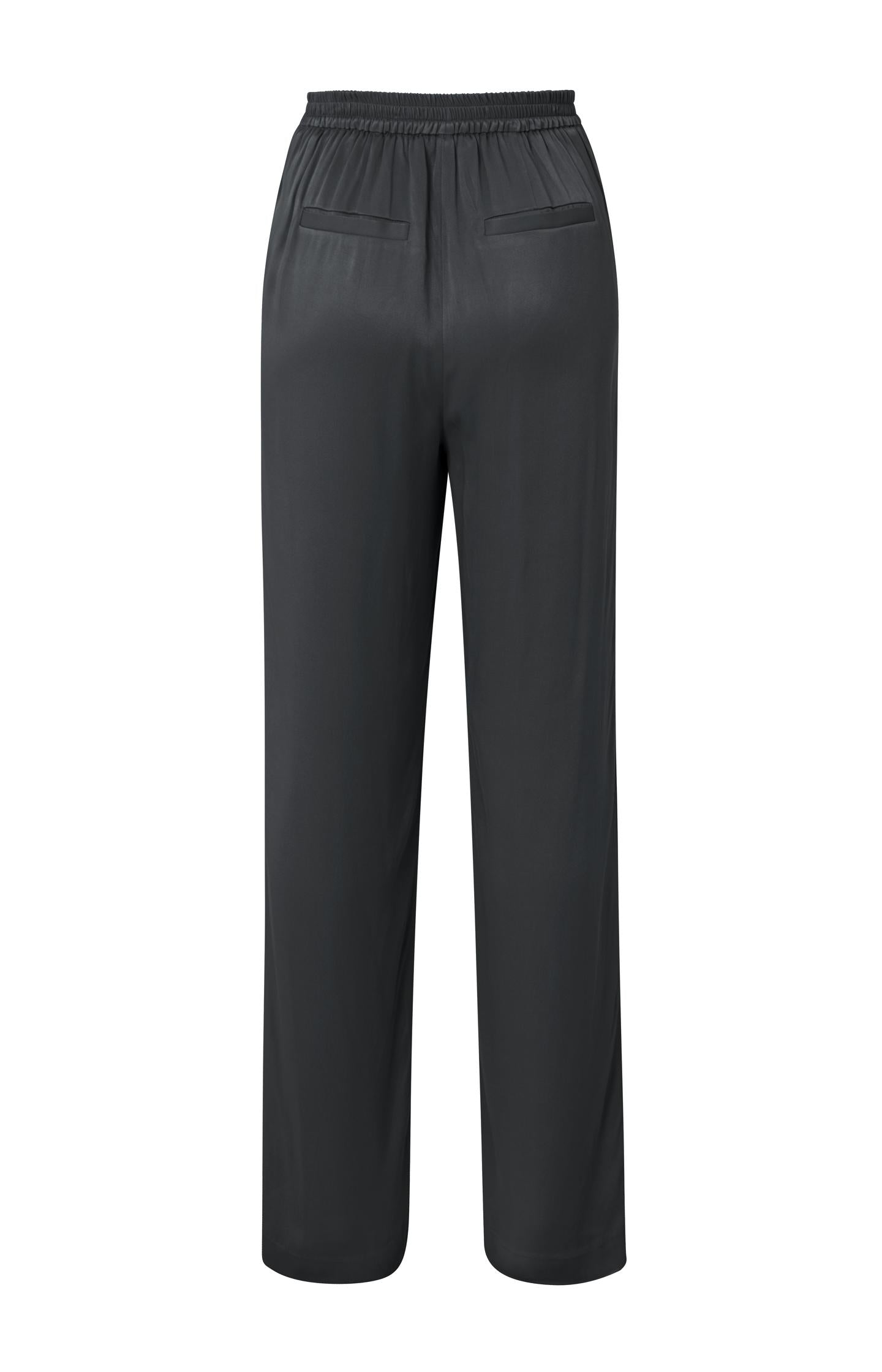 Satin trousers with wide legs and elastic waistband