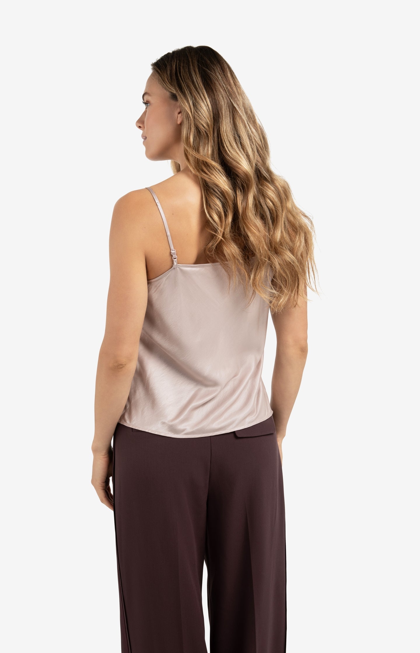 Satin V-neck singlet with adjustable straps