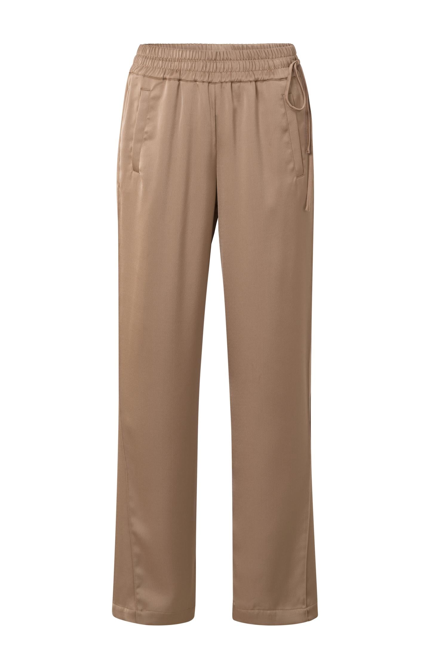 Satin wide leg trousers with side pockets and draw string - Type: product