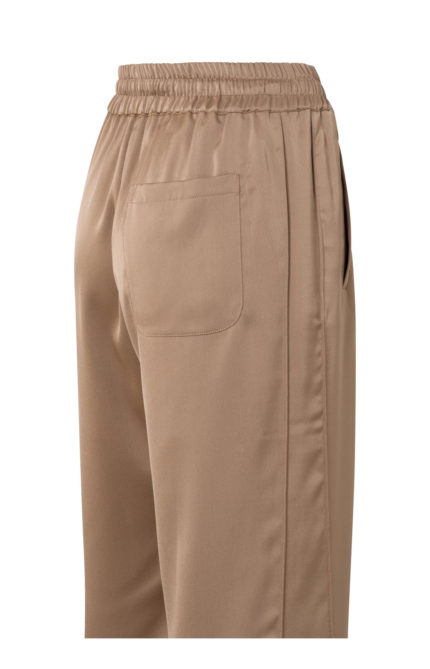 Satin wide leg trousers with side pockets and draw string