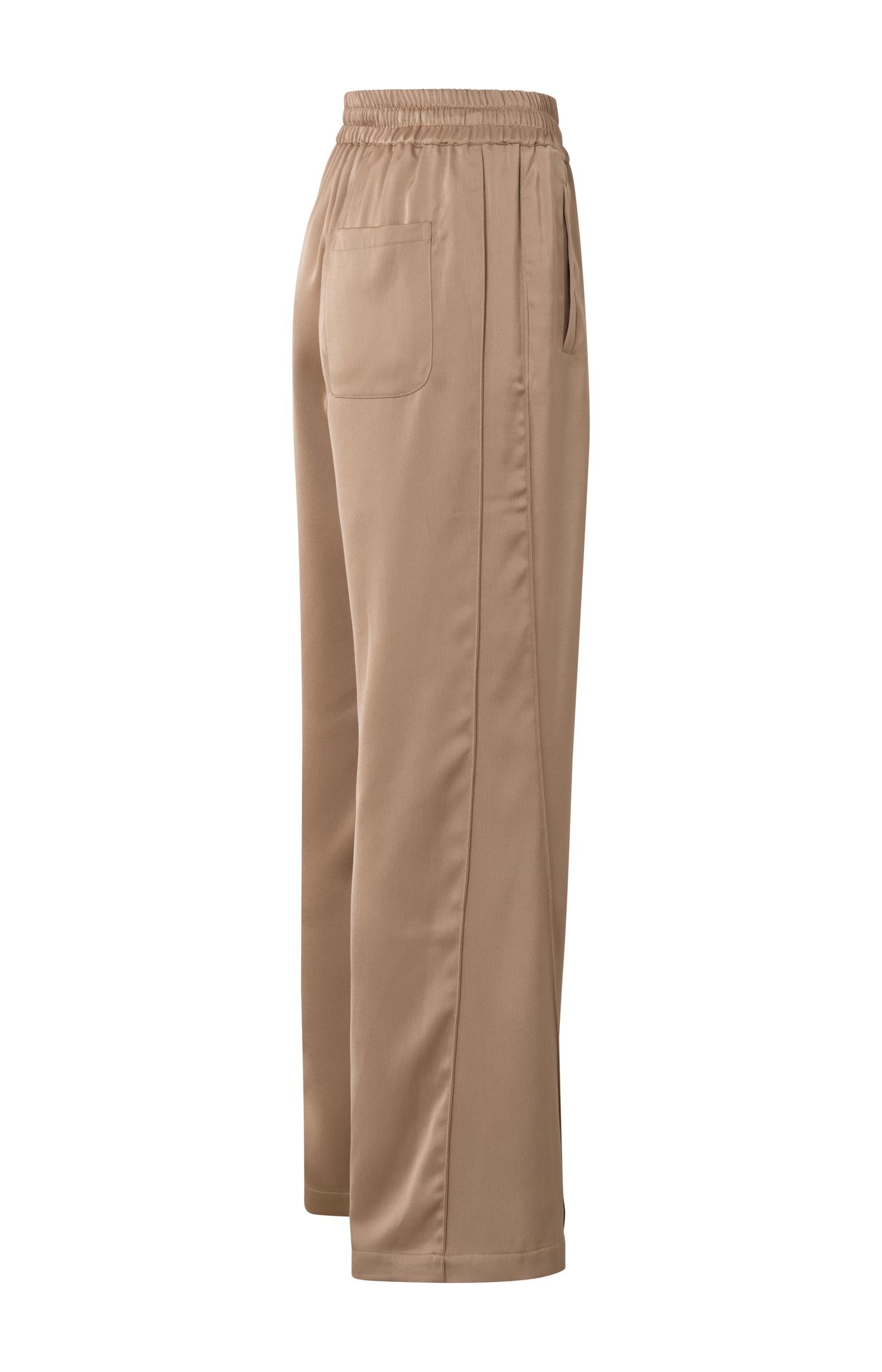 Satin wide leg trousers with side pockets and draw string