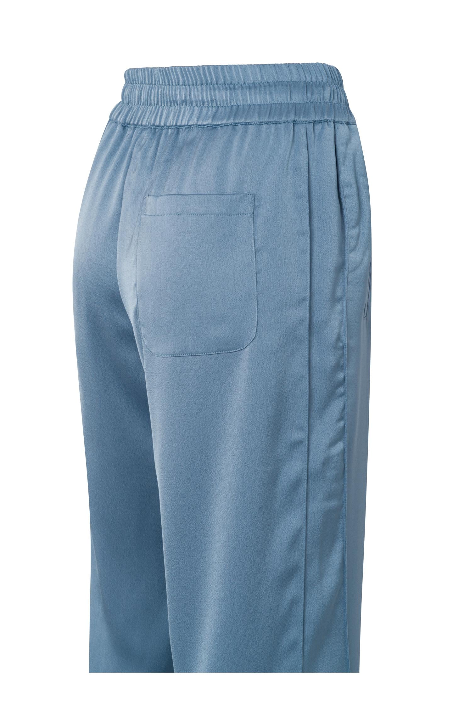 Satin wide leg trousers with side pockets and draw string