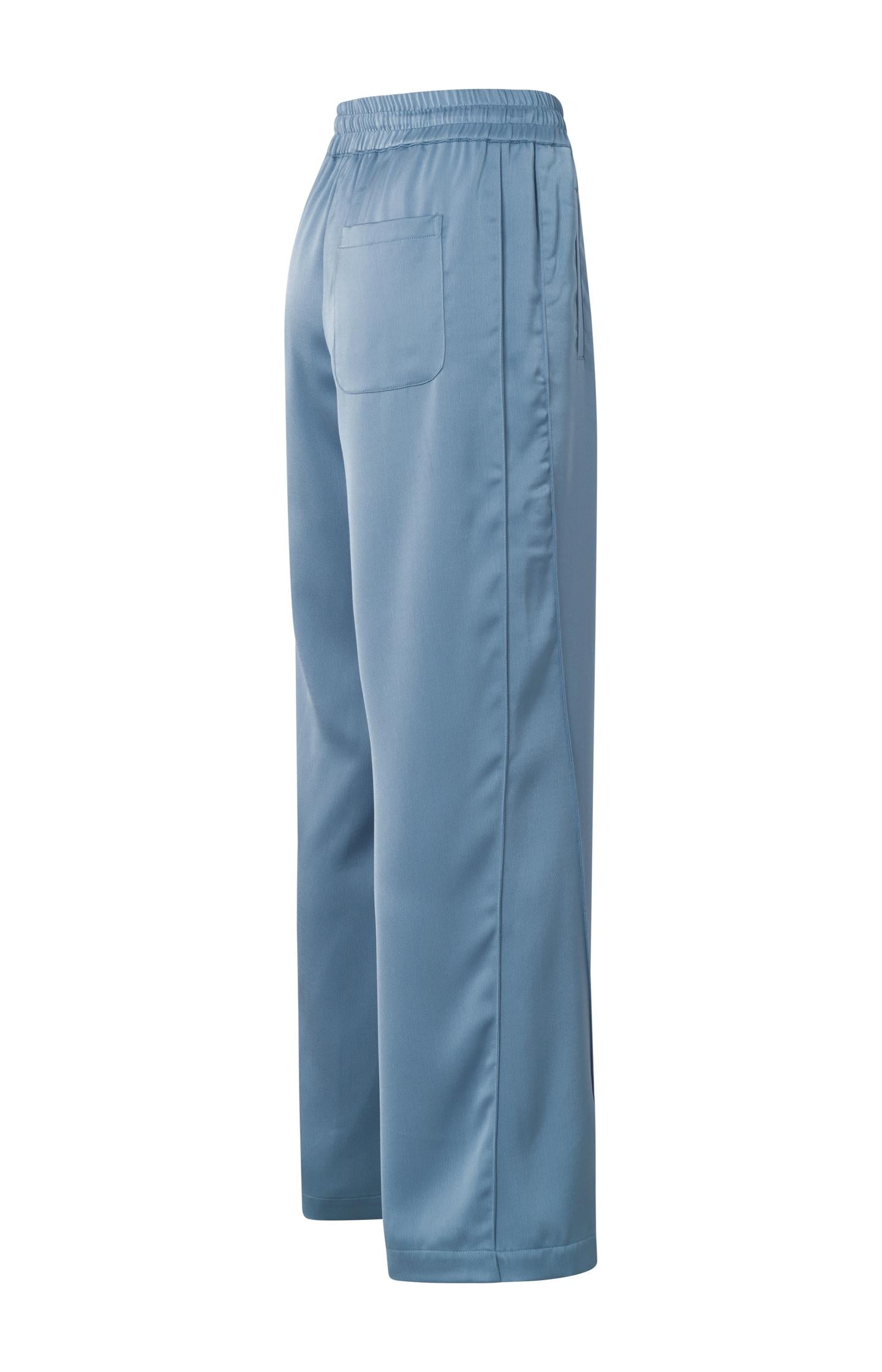 Satin wide leg trousers with side pockets and draw string