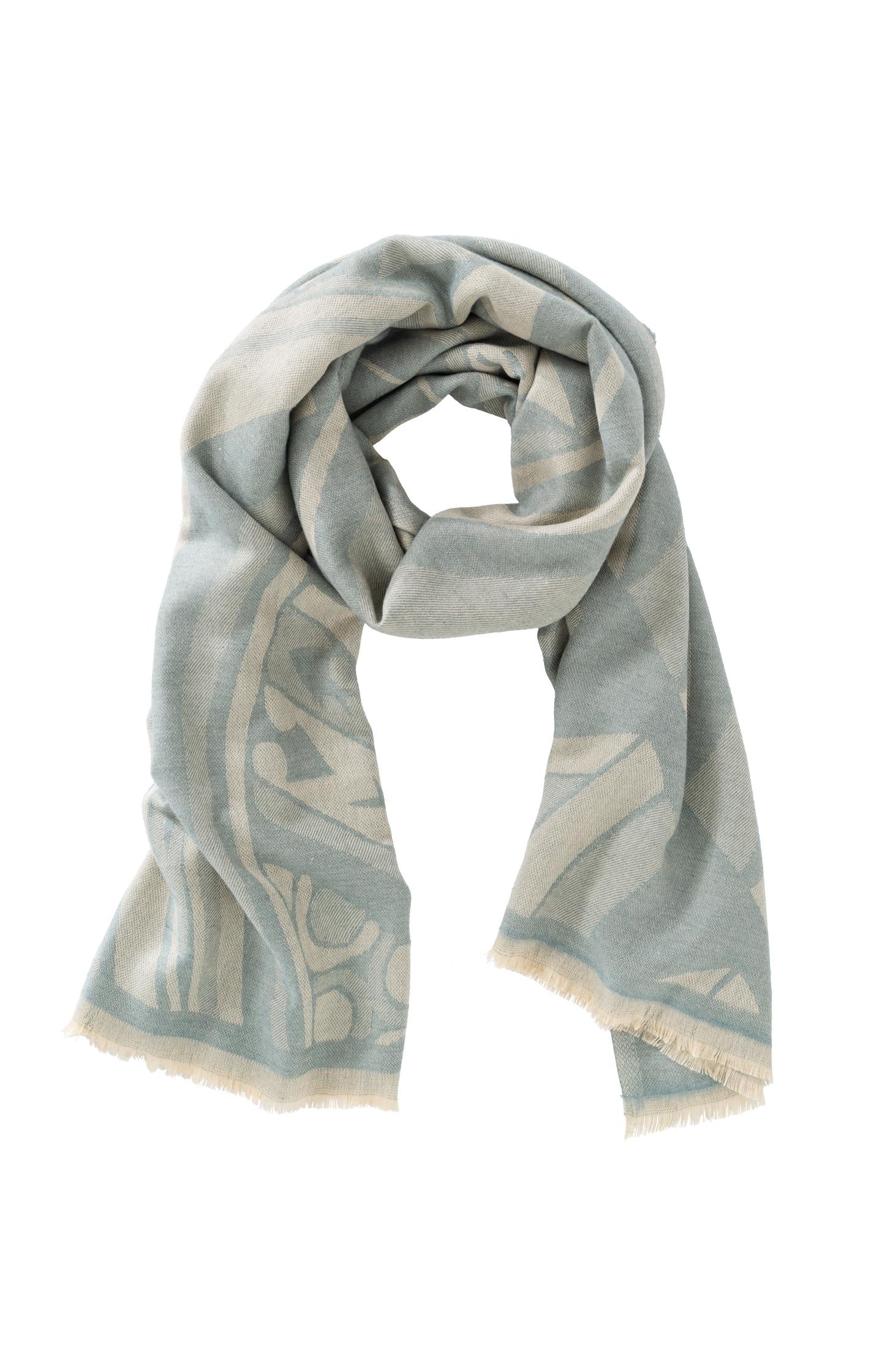 Scarf with a subtle abstract print and delicate fringes - Type: product