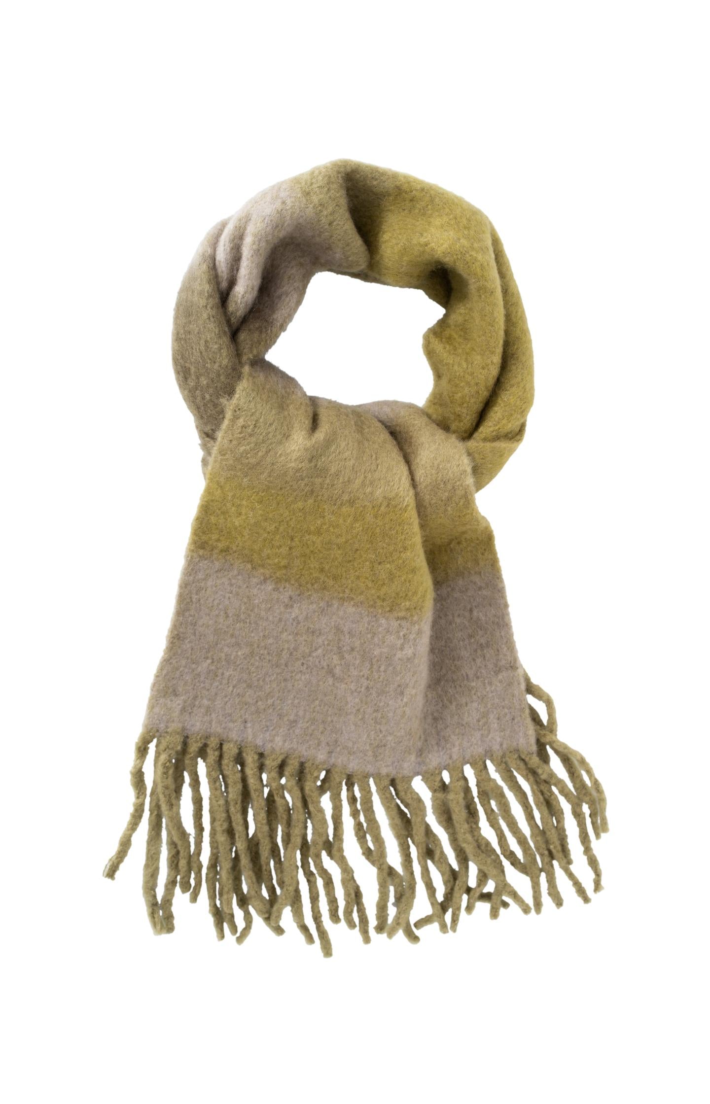 Scarf with color accent and tassels - Dark Army Green - Type: product