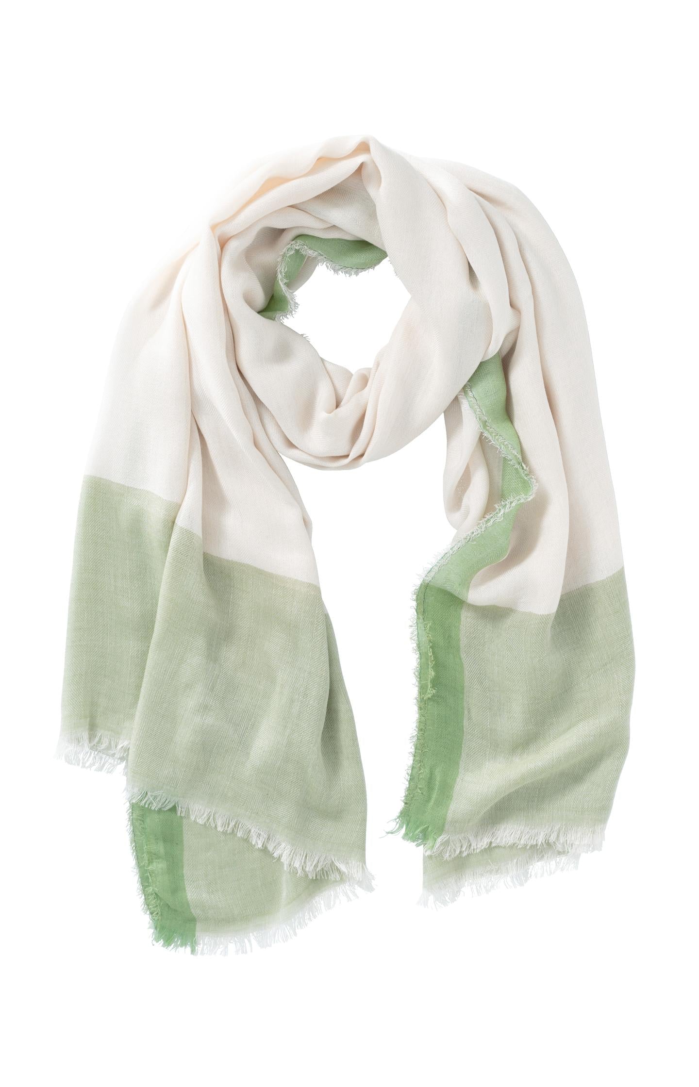 Scarf with color border and frayed edges - Sage Green - Type: product