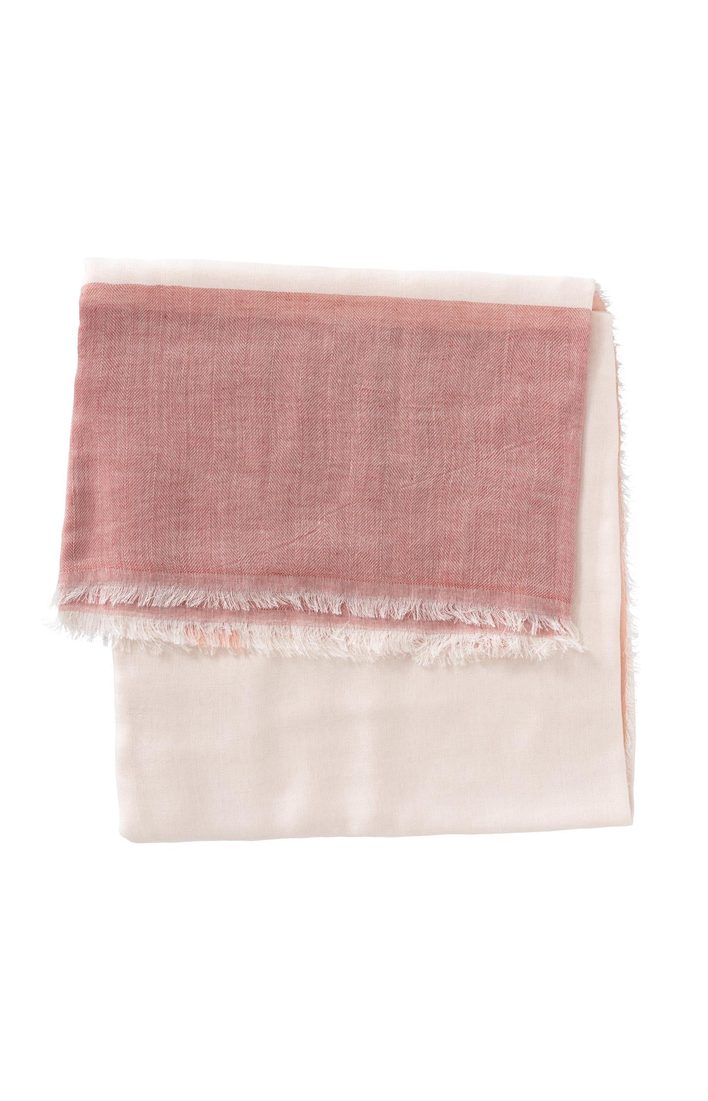 Scarf with color border and frayed edges - Summer Sand