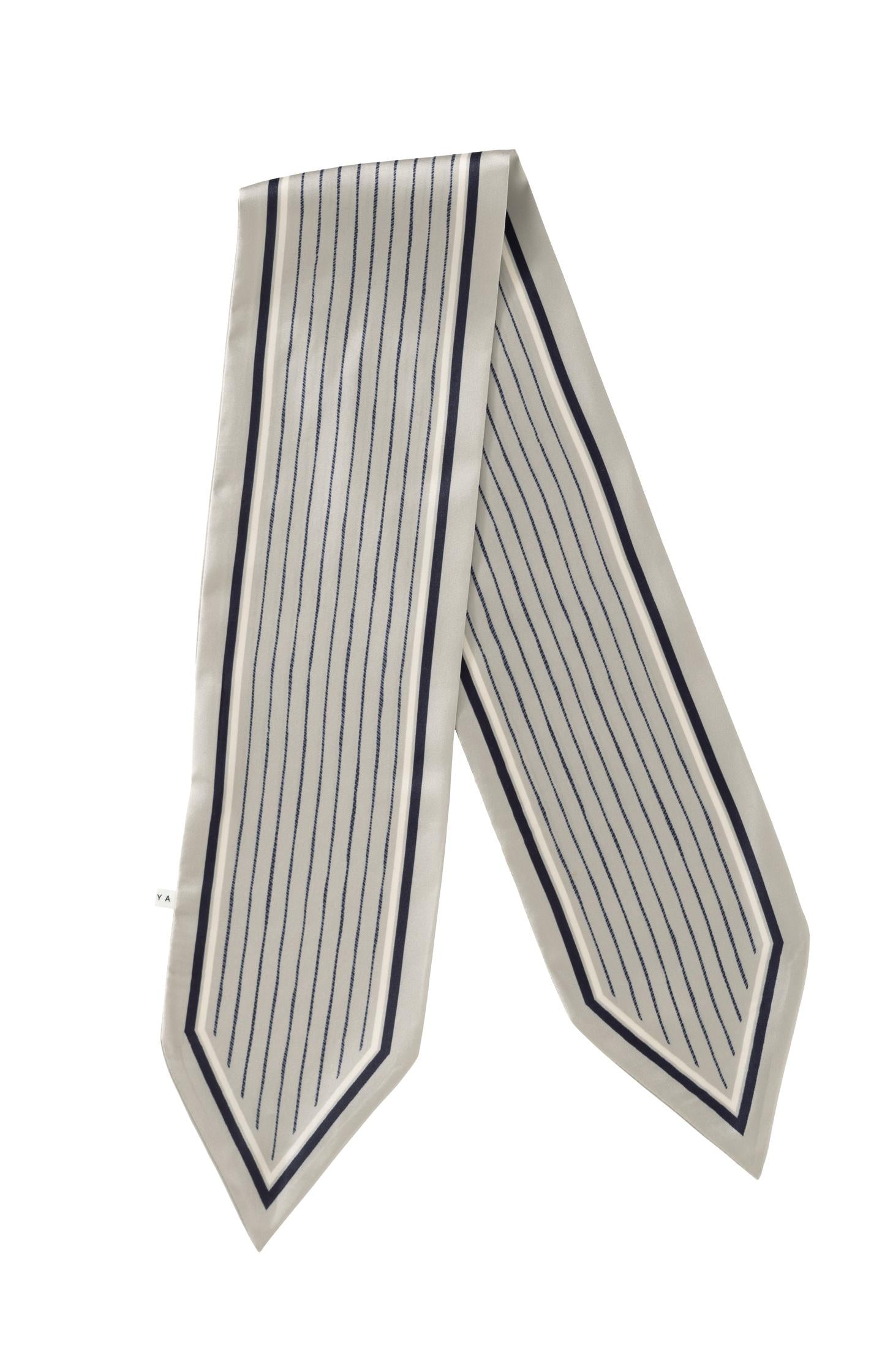 Scarf with fine stripes and glossy finish