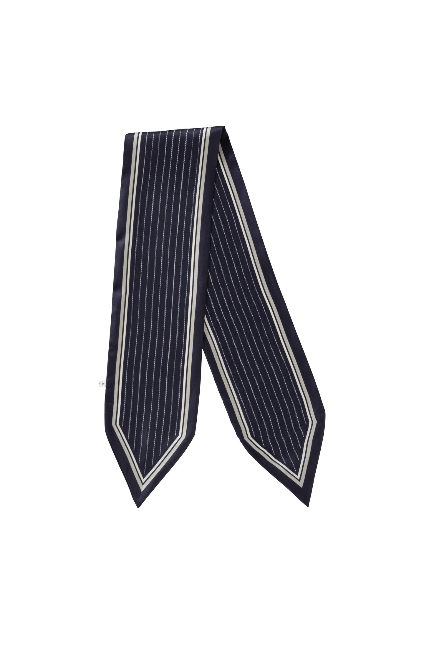 Scarf with fine stripes and glossy finish