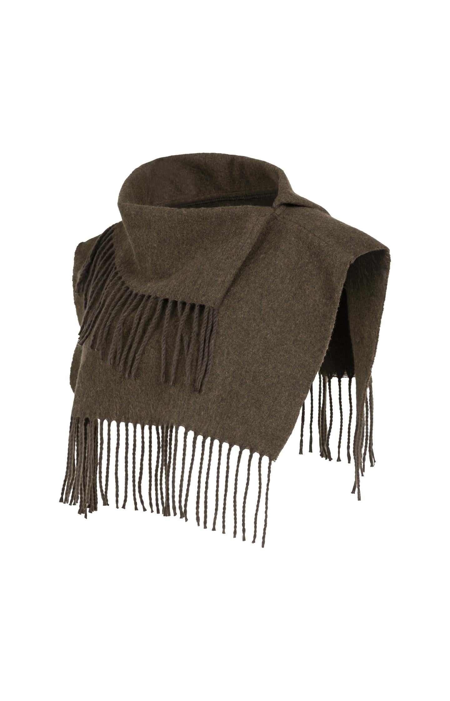 Scarf wrap with twisted fringes