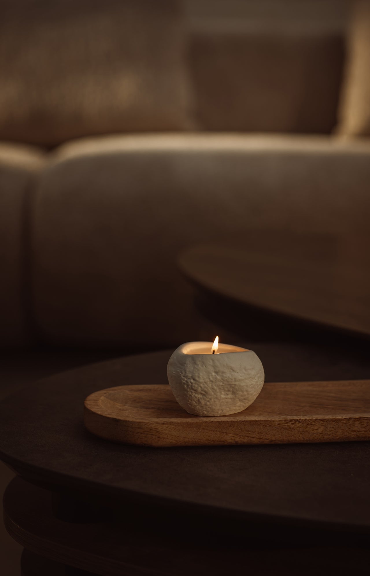 Scented candle in cement holder