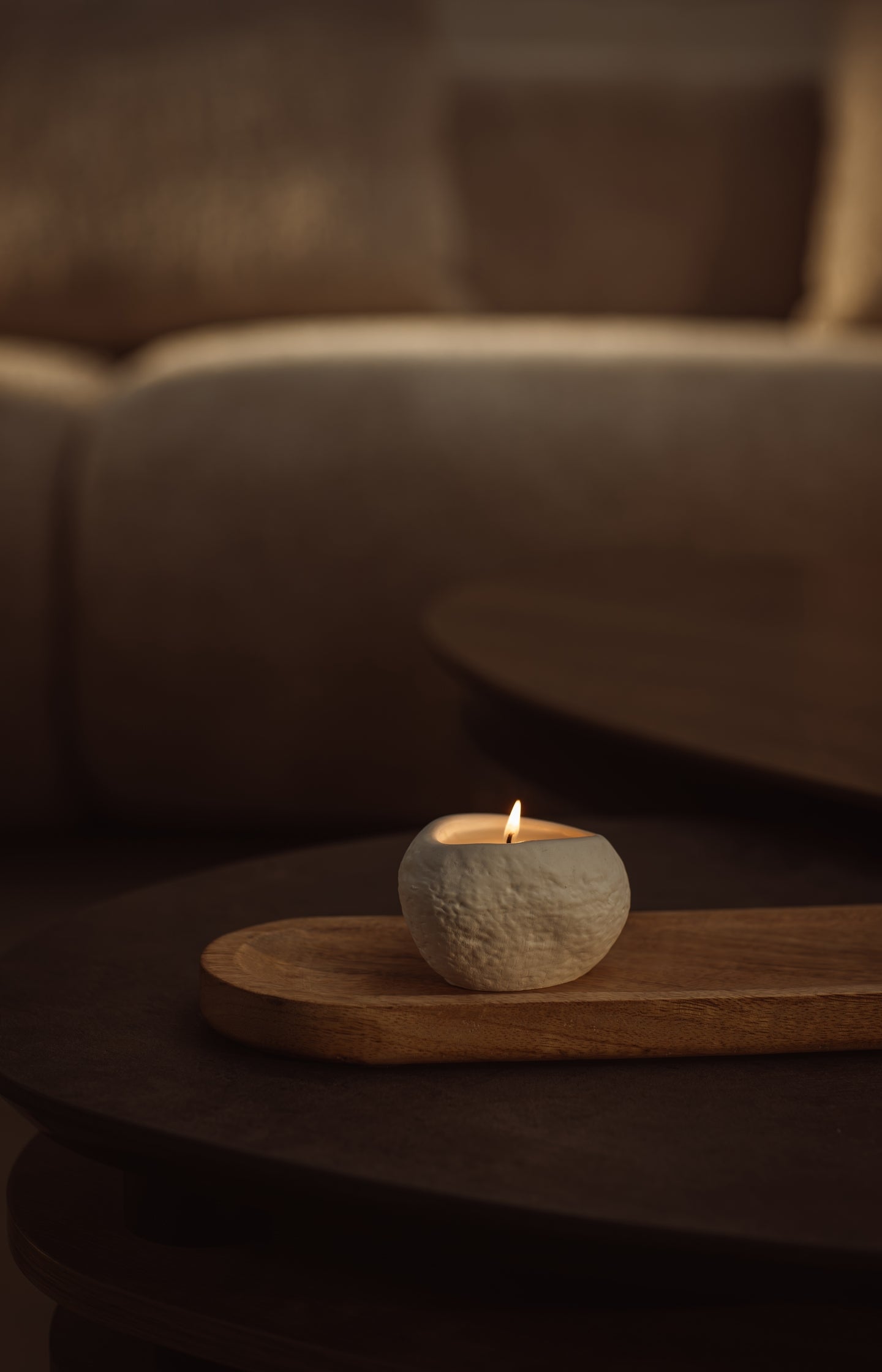 Scented candle in cement holder