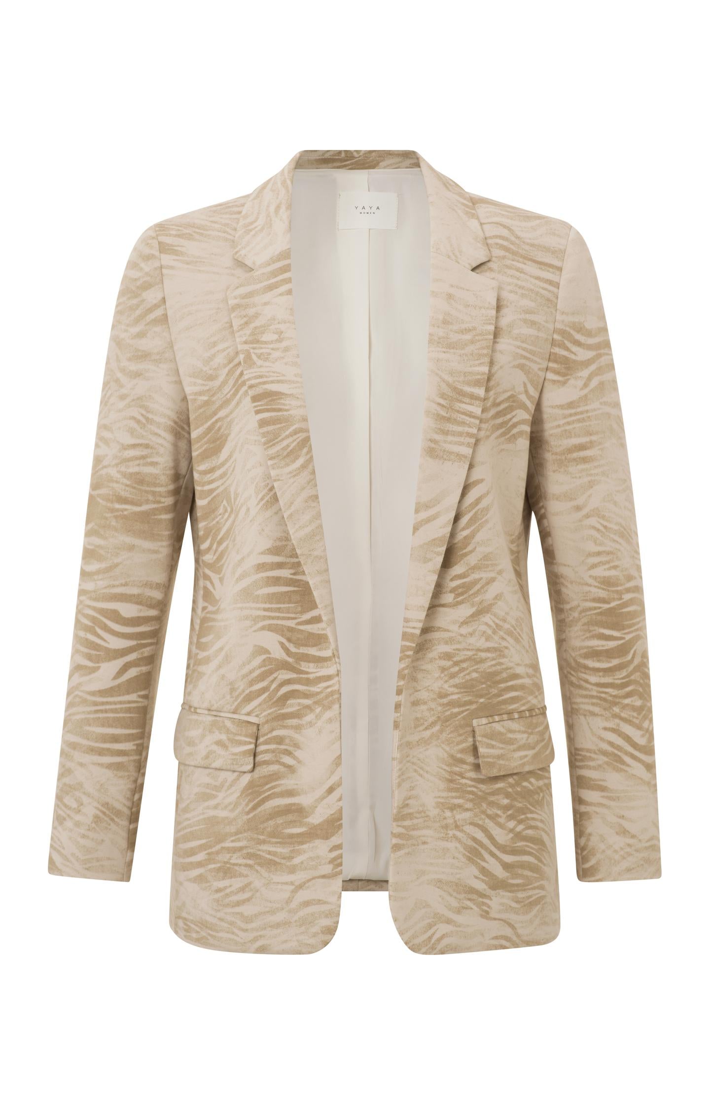 Scuba blazer with long sleeves, pockets and animal print - Type: product