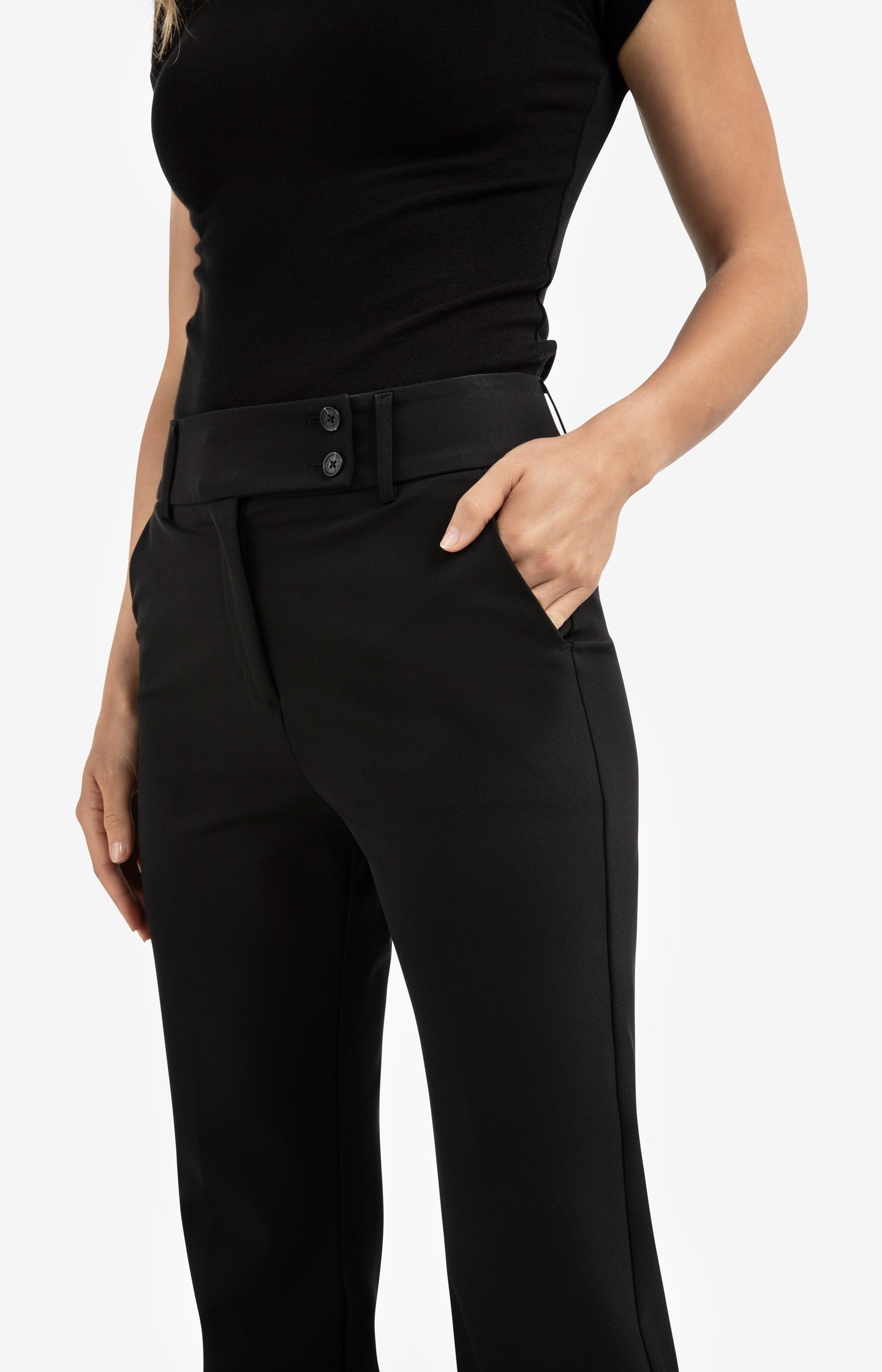 Scuba trousers with modern waistband