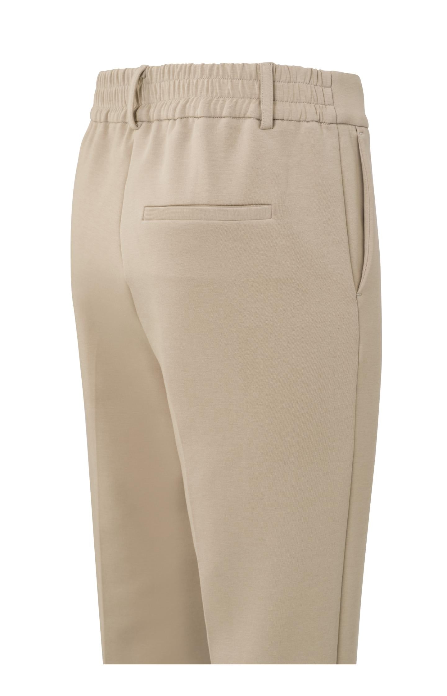 Scuba trousers with straight leg, pockets and elastic waist