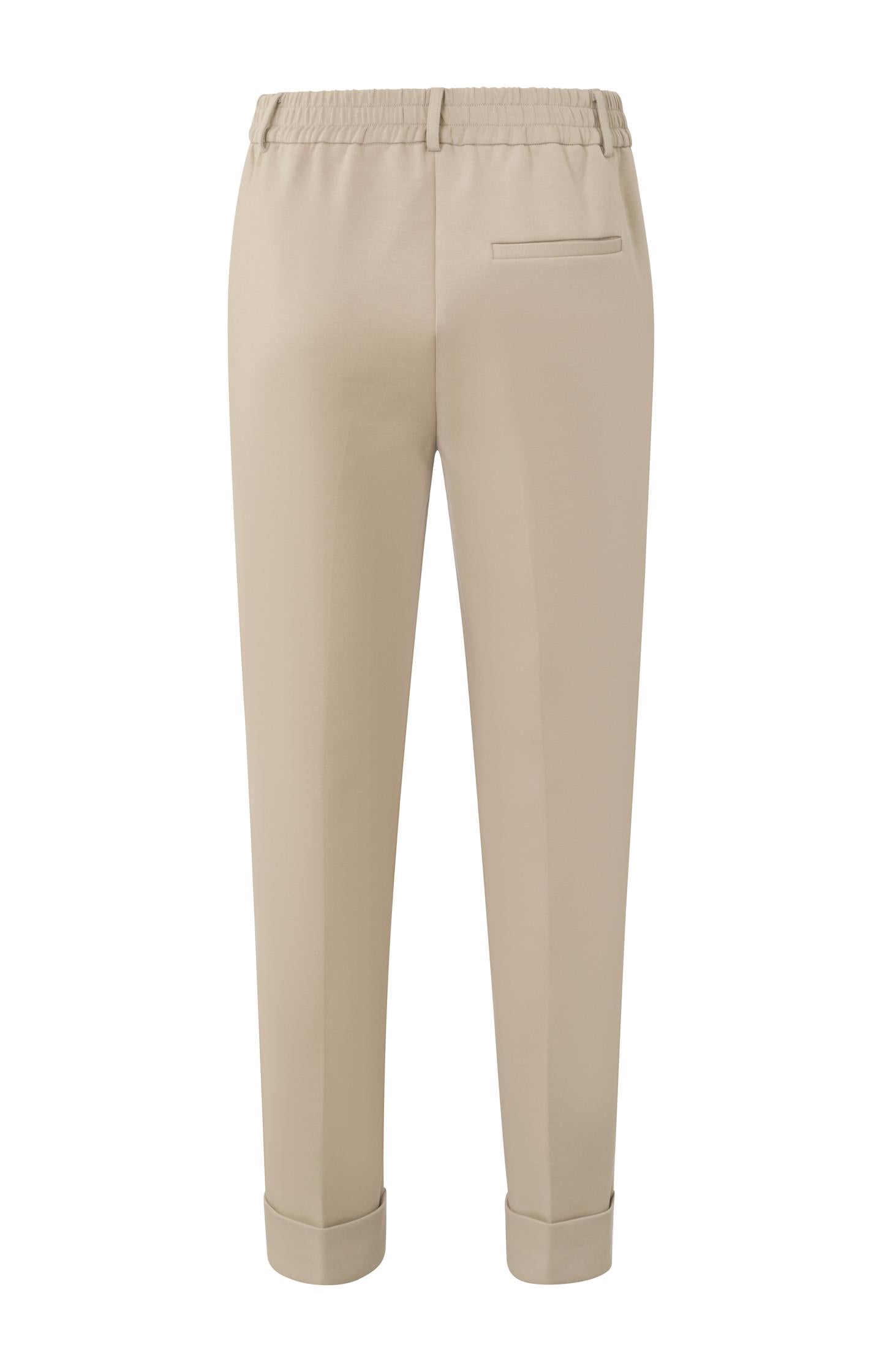 Scuba trousers with straight leg, pockets and elastic waist