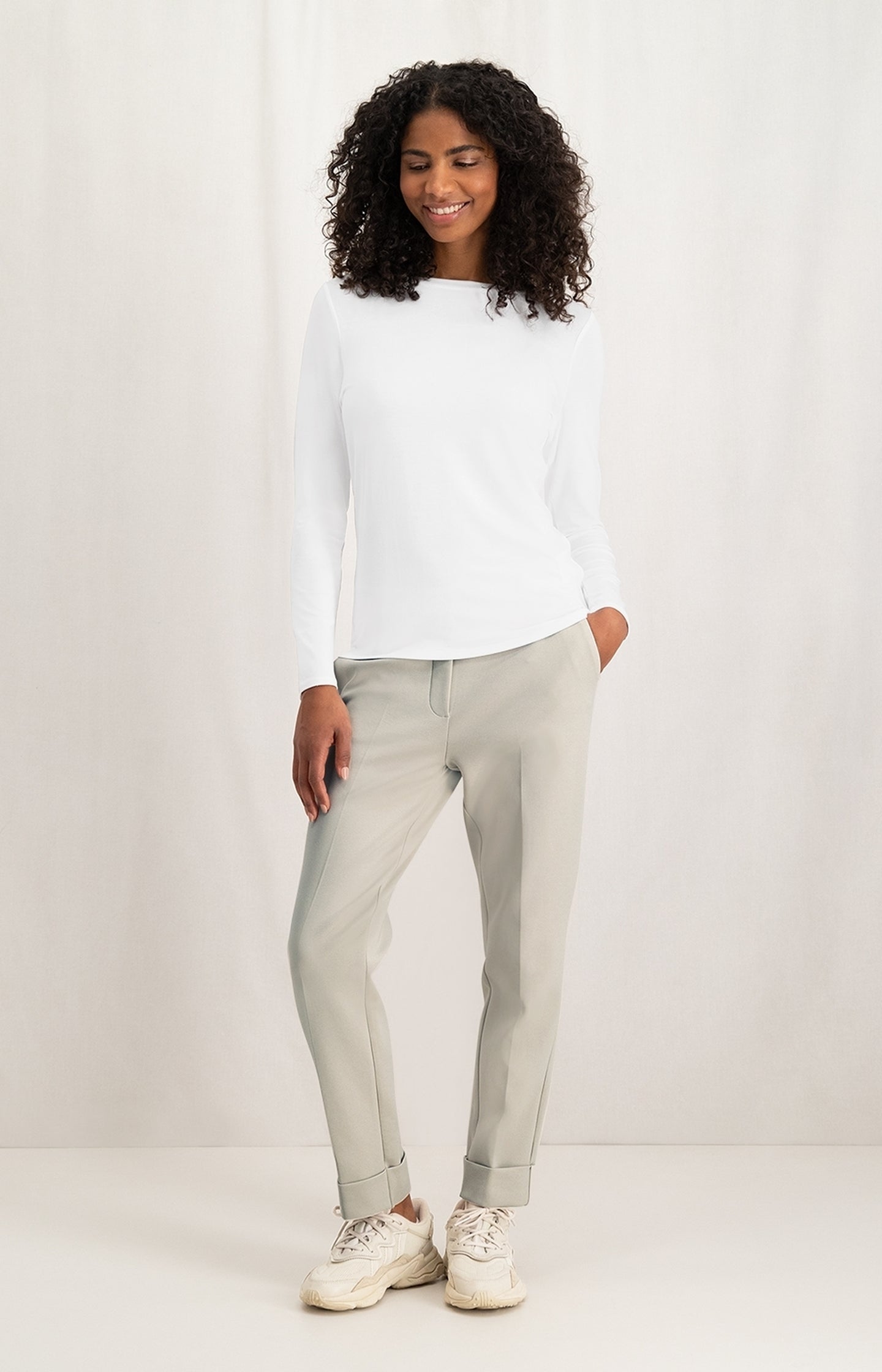 Scuba trousers with straight leg, pockets and elastic waist - Type: lookbook