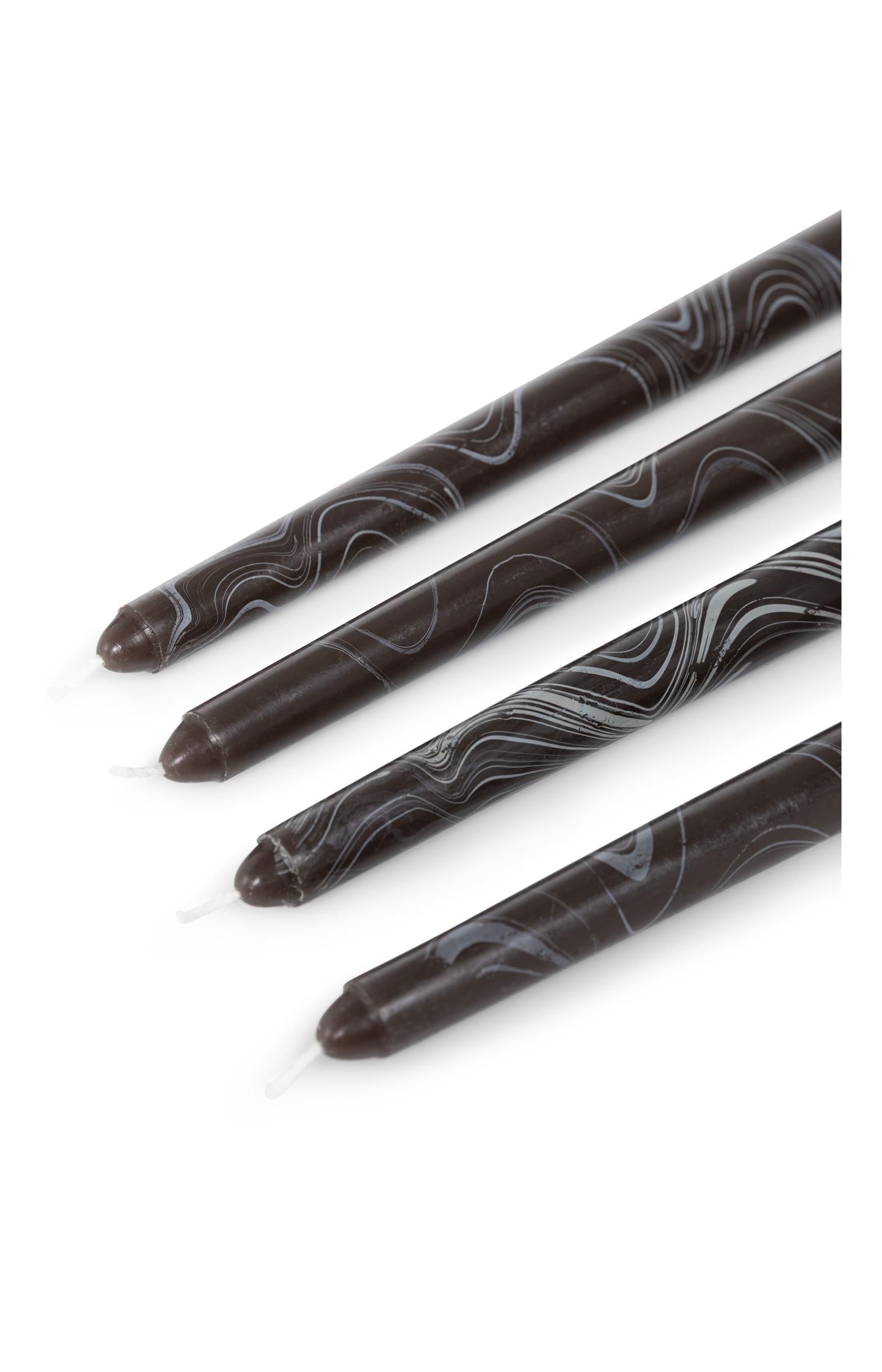 Set of 4 marble-print dinner candles