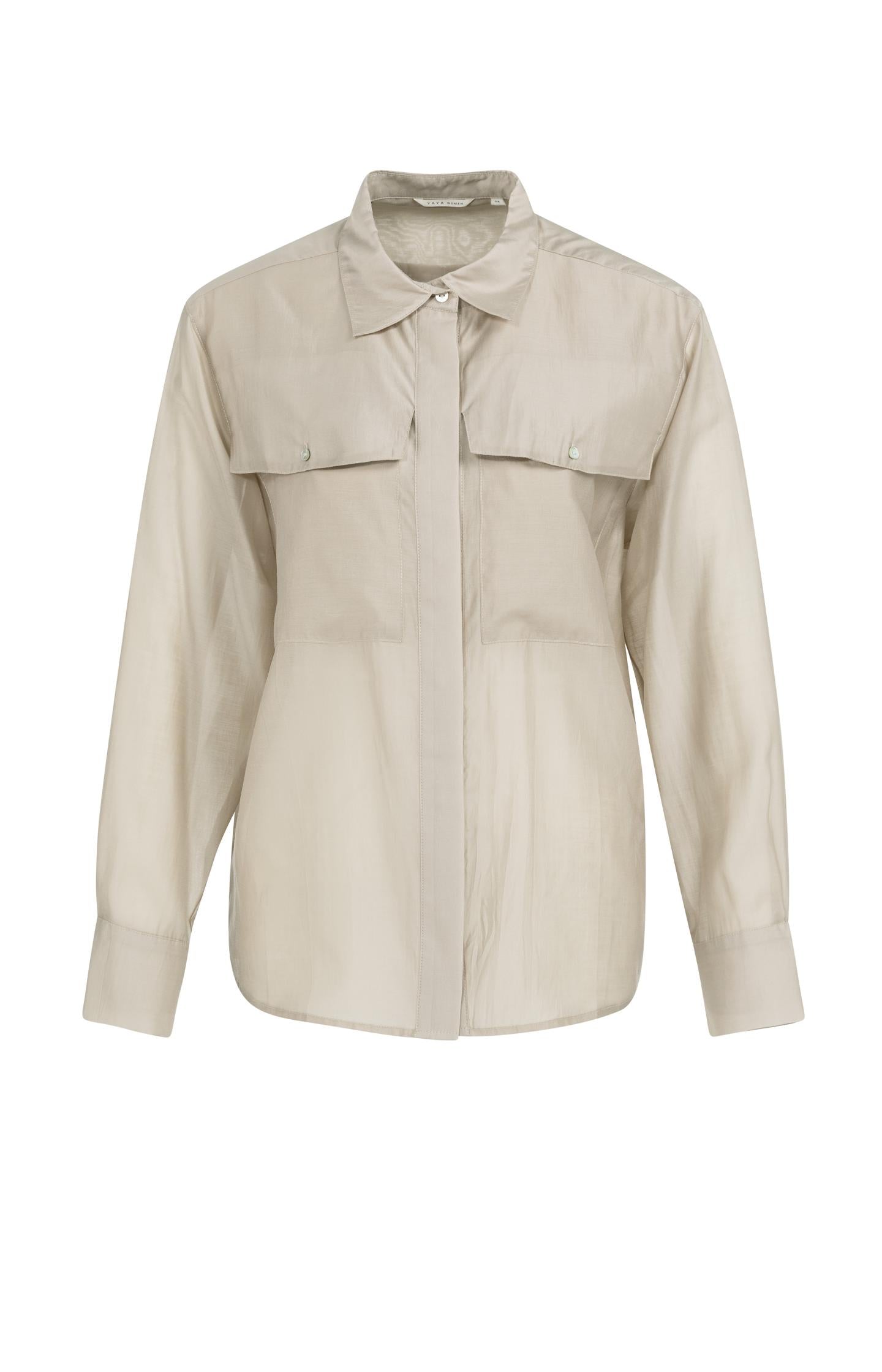 Sheer blouse with chest pockets - Type: product