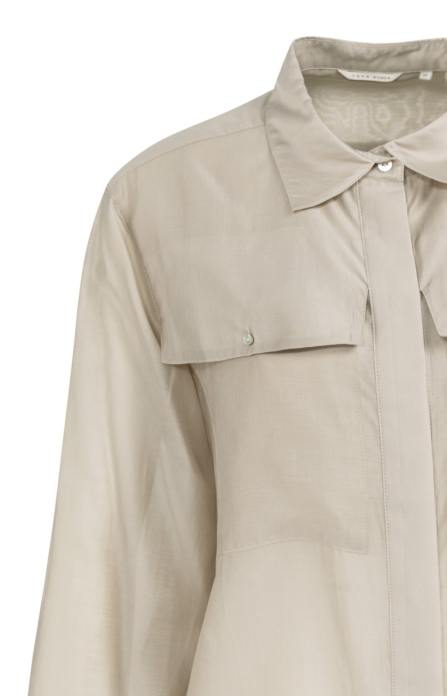 Sheer blouse with chest pockets