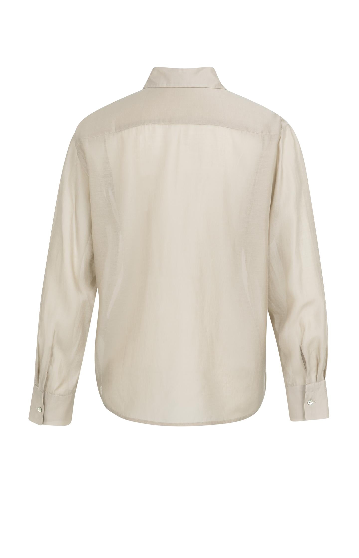 Sheer blouse with chest pockets