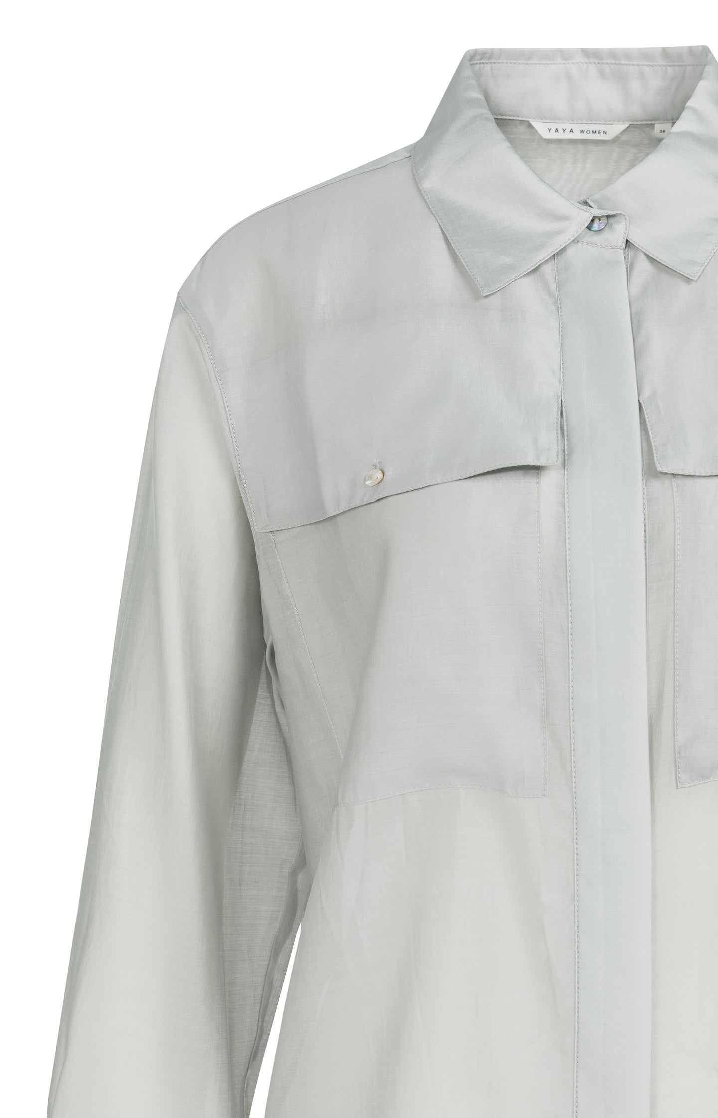 Sheer blouse with chest pockets