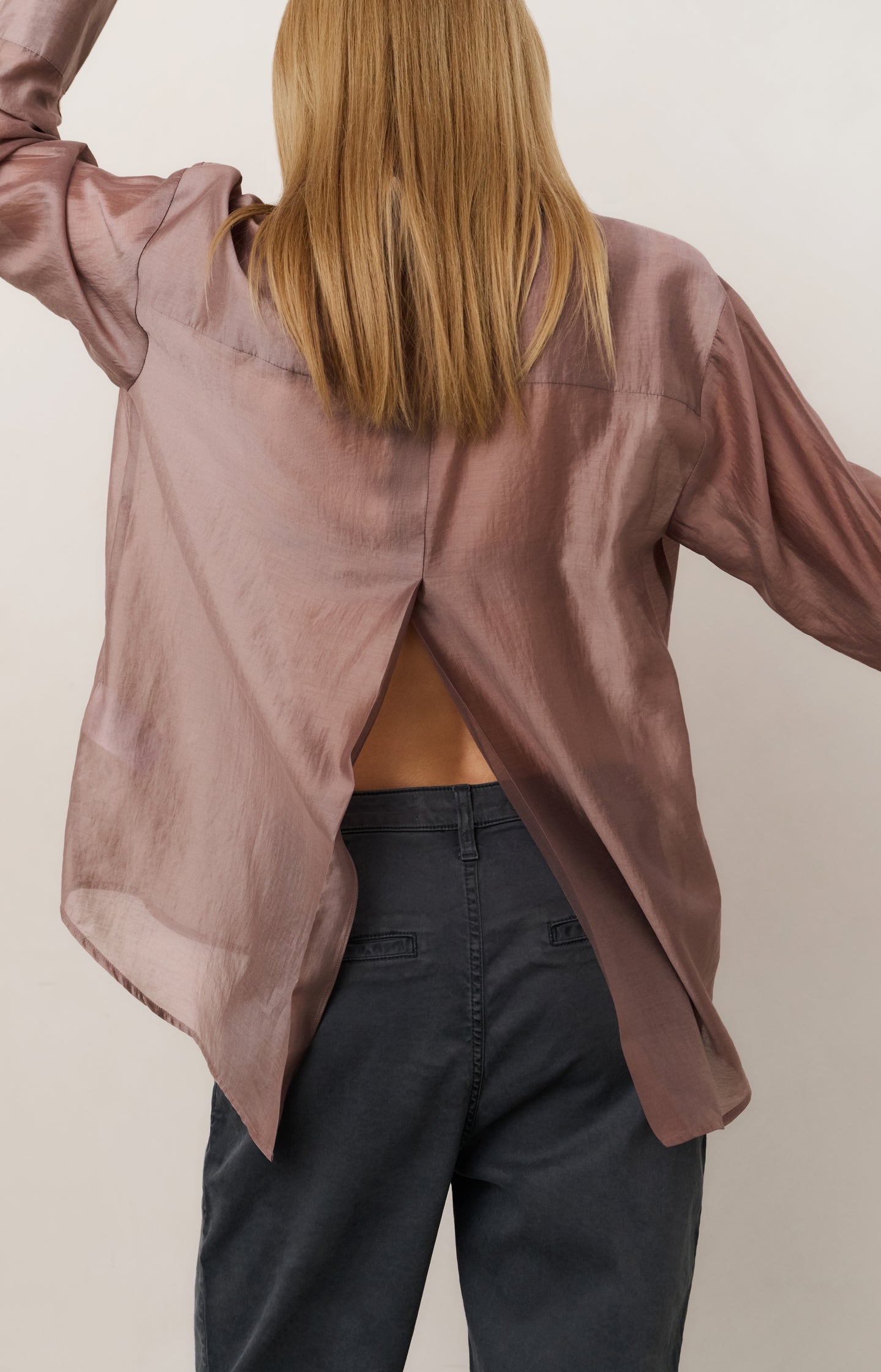 Sheer blouse with refined back detail