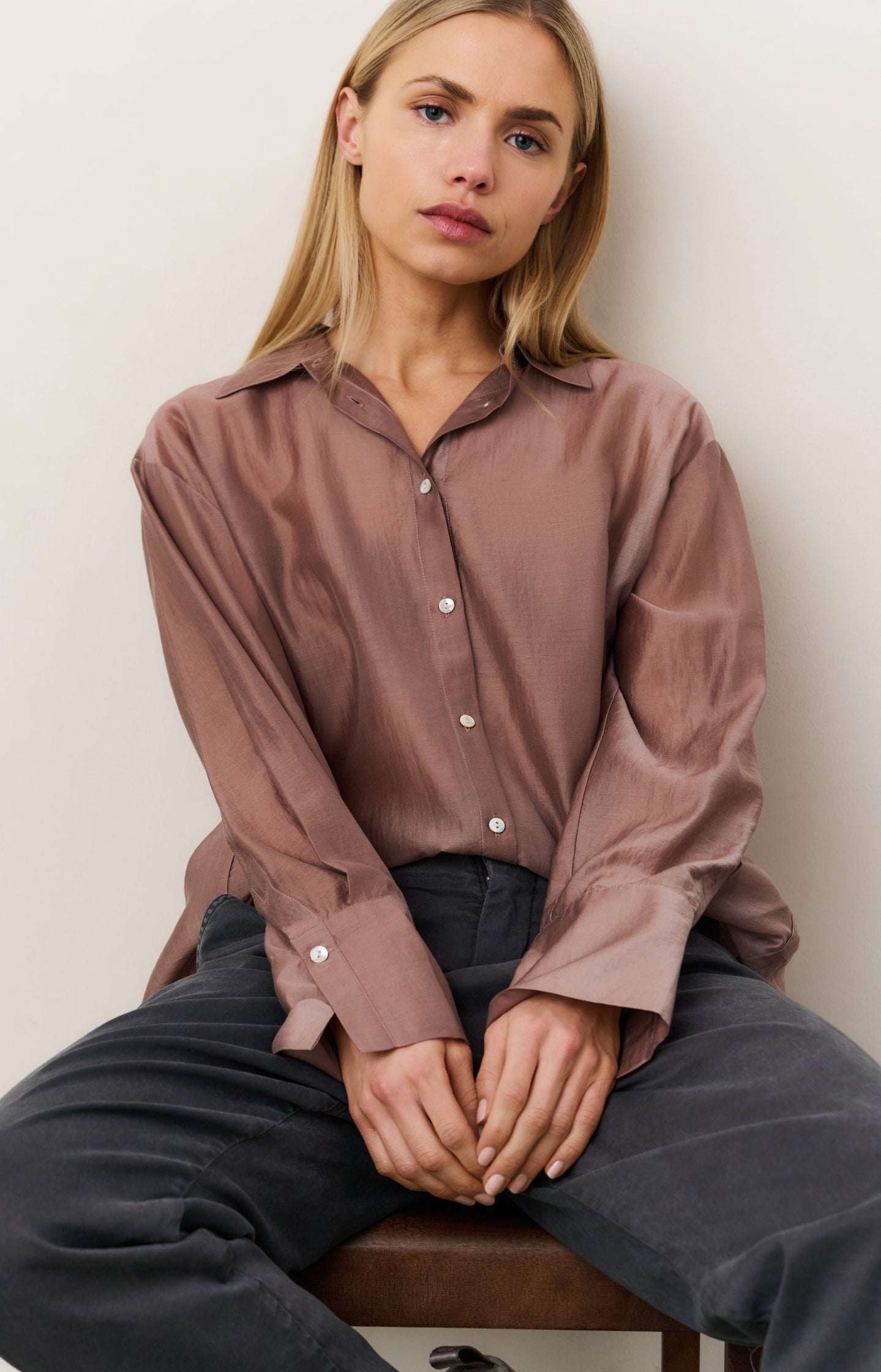Sheer blouse with refined back detail