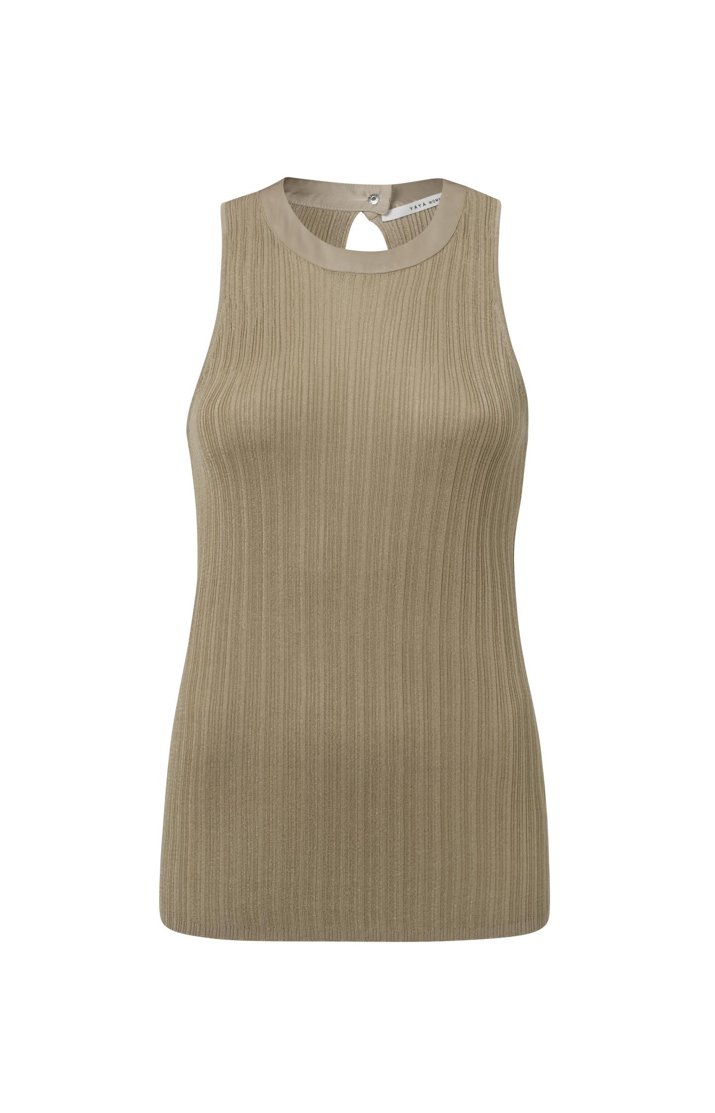 Sheer ribbed tank top with high neck in regular fit - Type: product