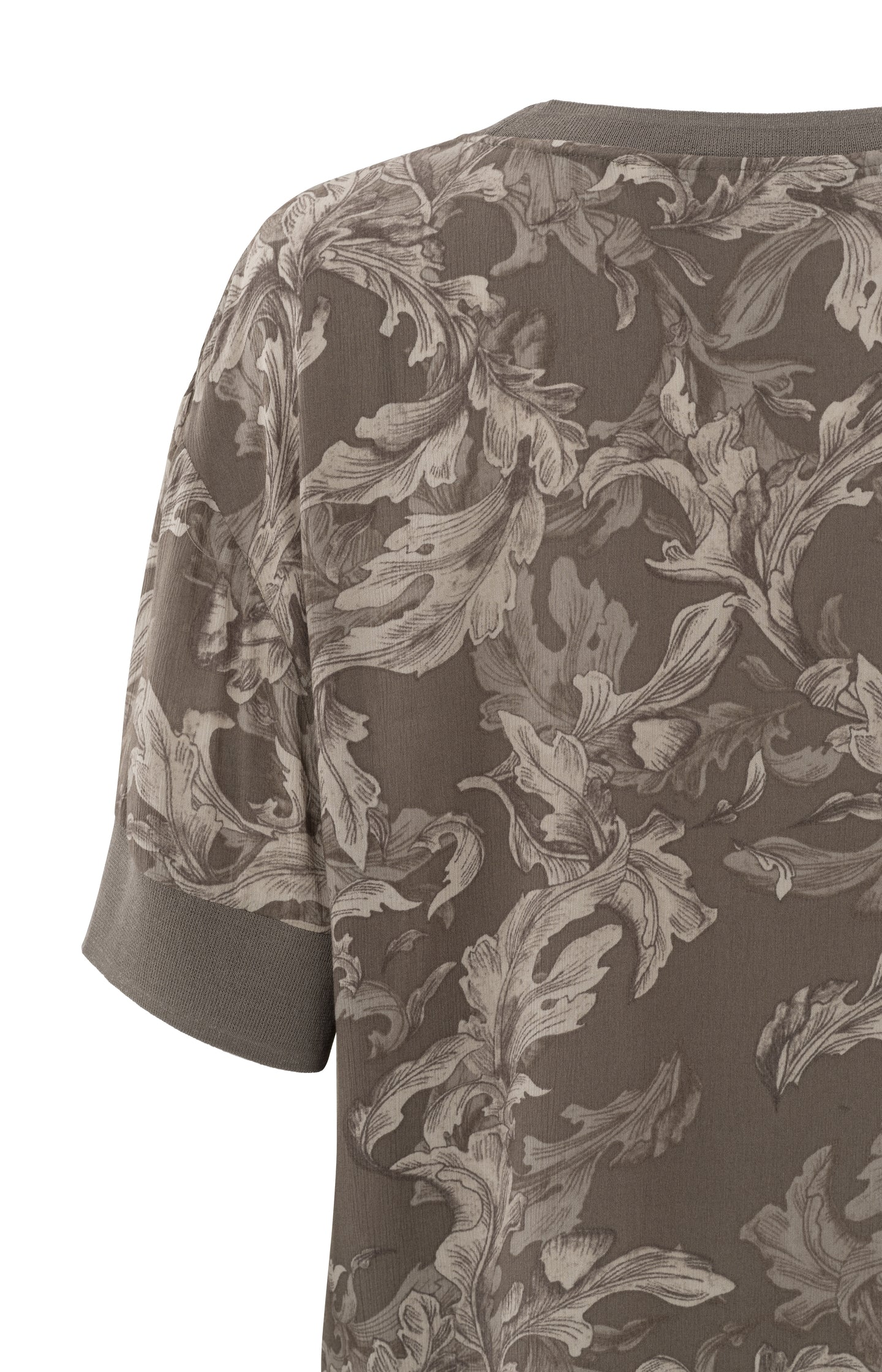 Shirt with round neck, dropped shoulder seams and print