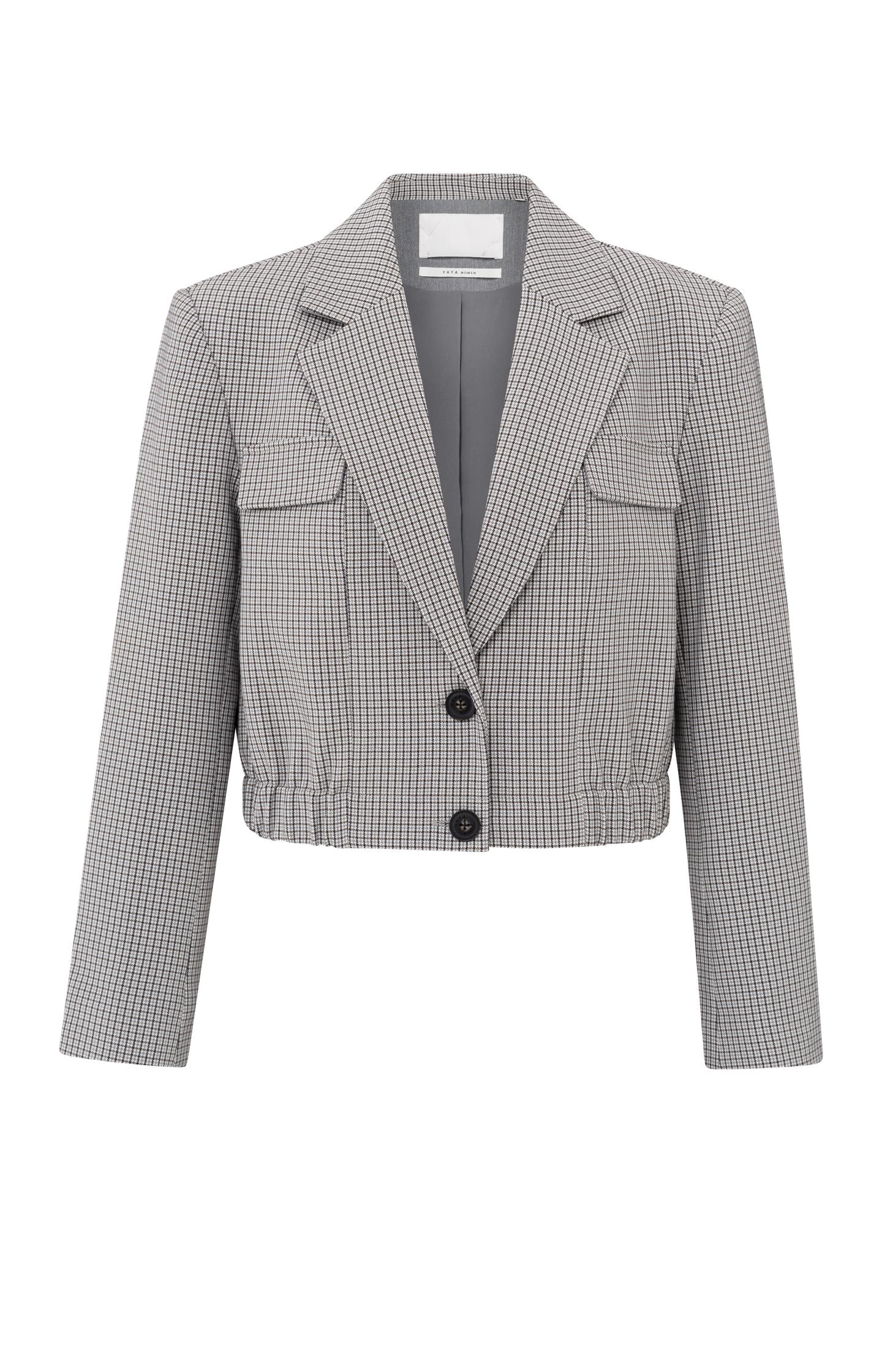 Short blazer with check pattern and elastic waist - Type: product