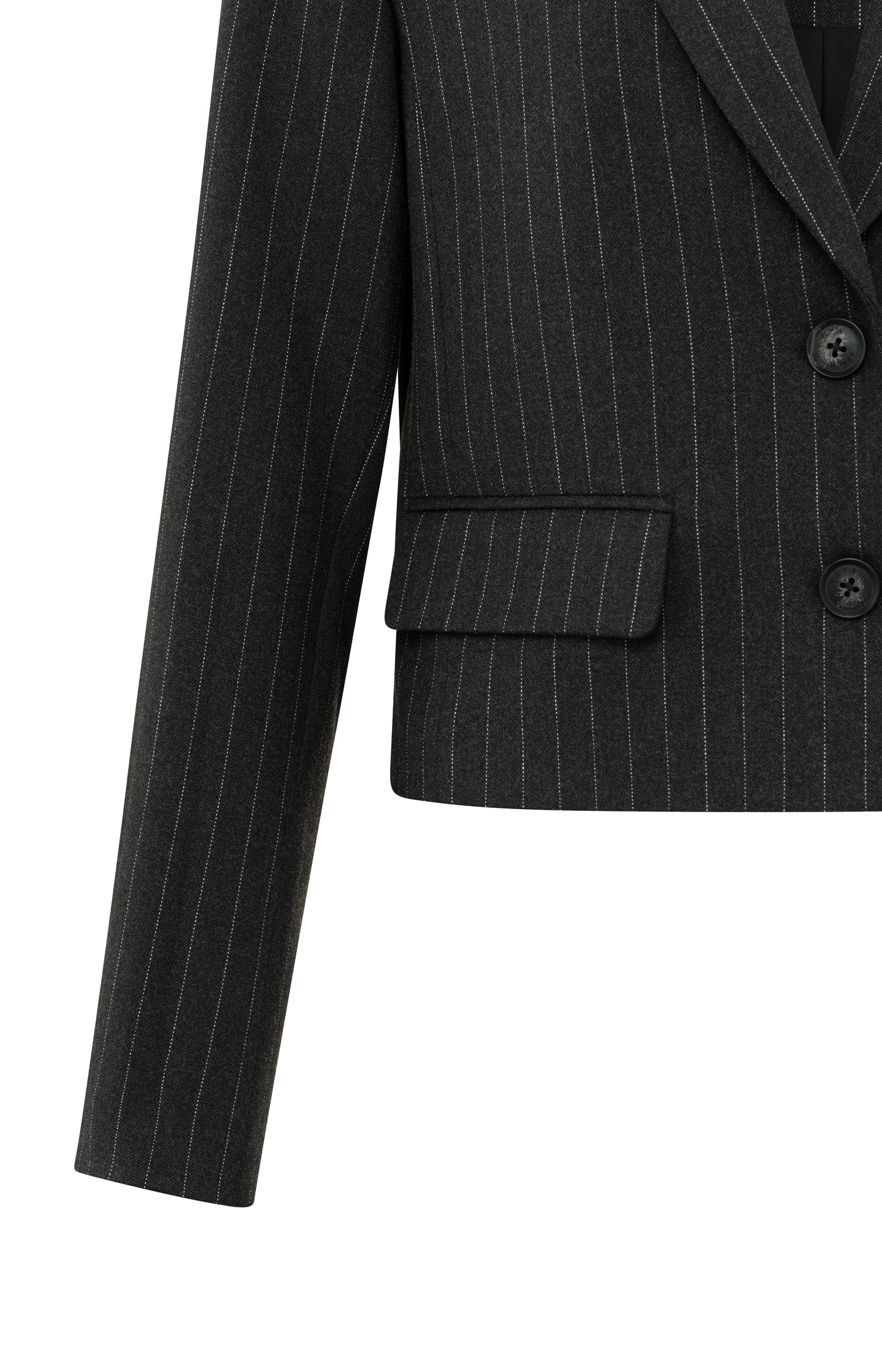 Short blazer with pinstripes, long sleeves and pockets