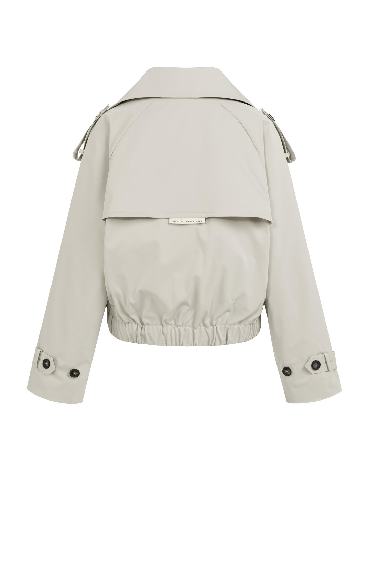 Short bomber jacket with trench details