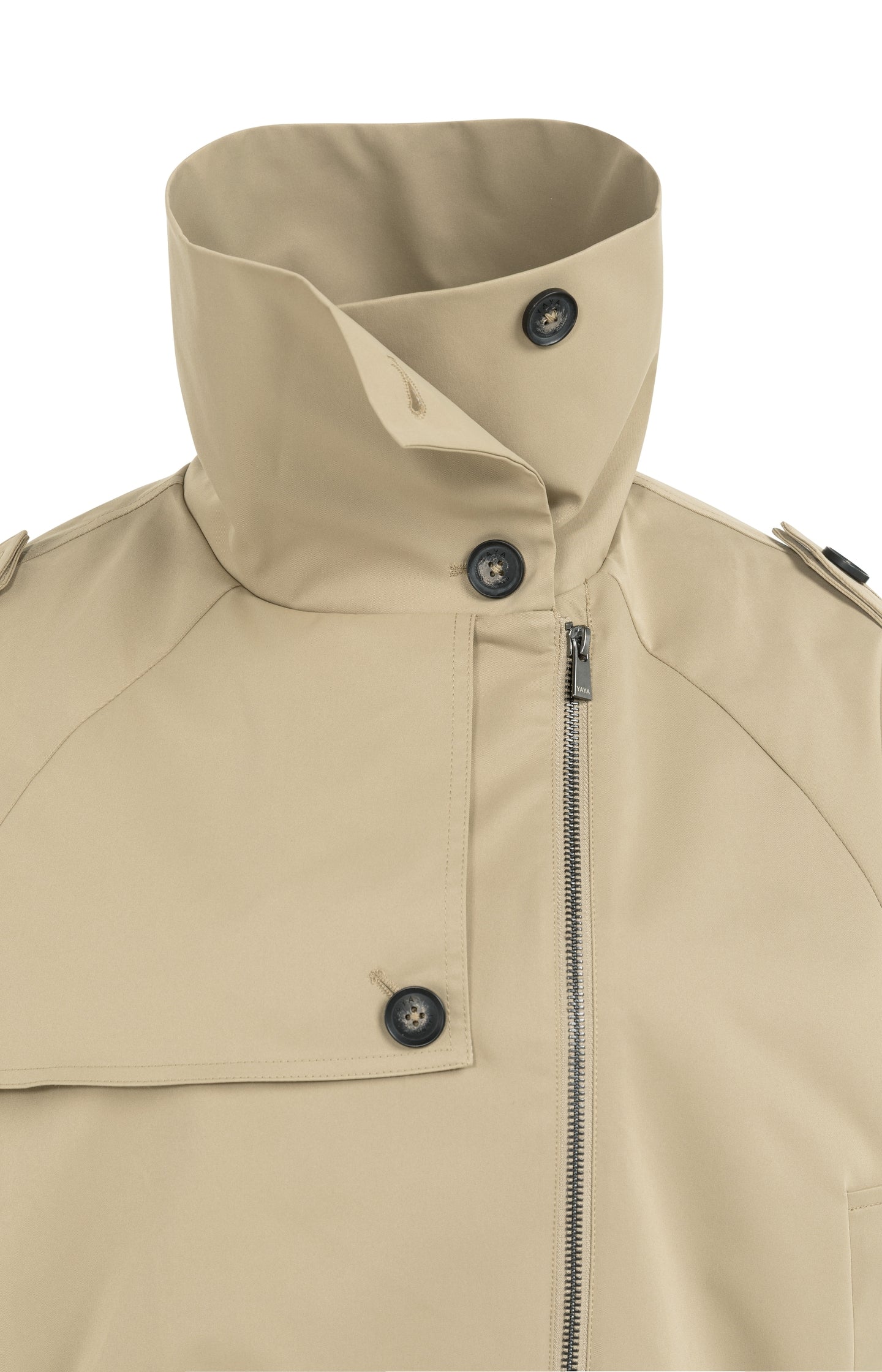 Short bomber jacket with trench details
