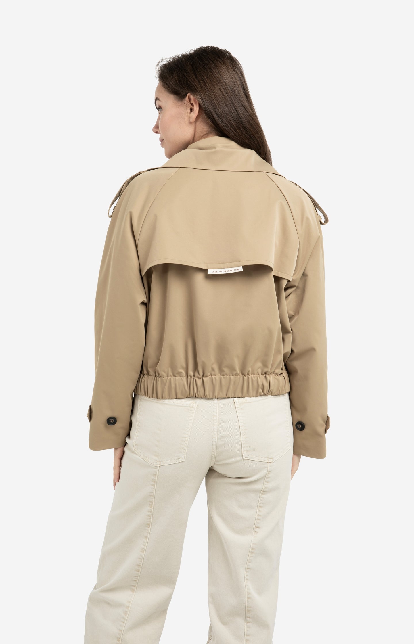 Short bomber jacket with trench details
