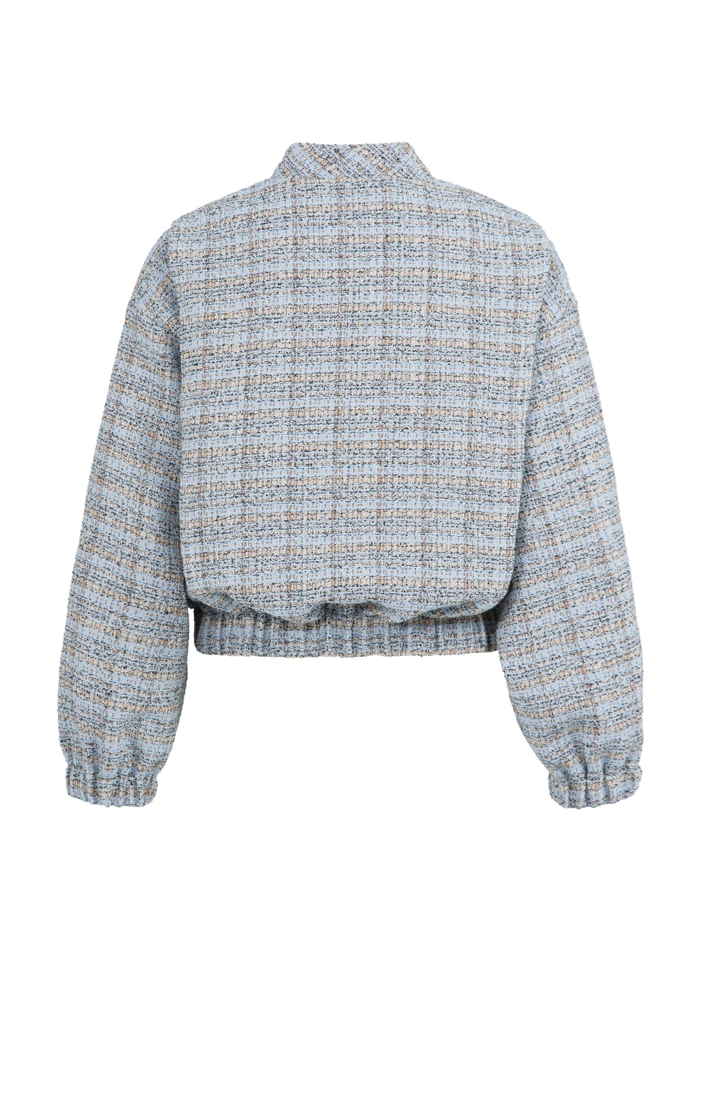 Short bouclé jacket with elasticated cuffs and hem