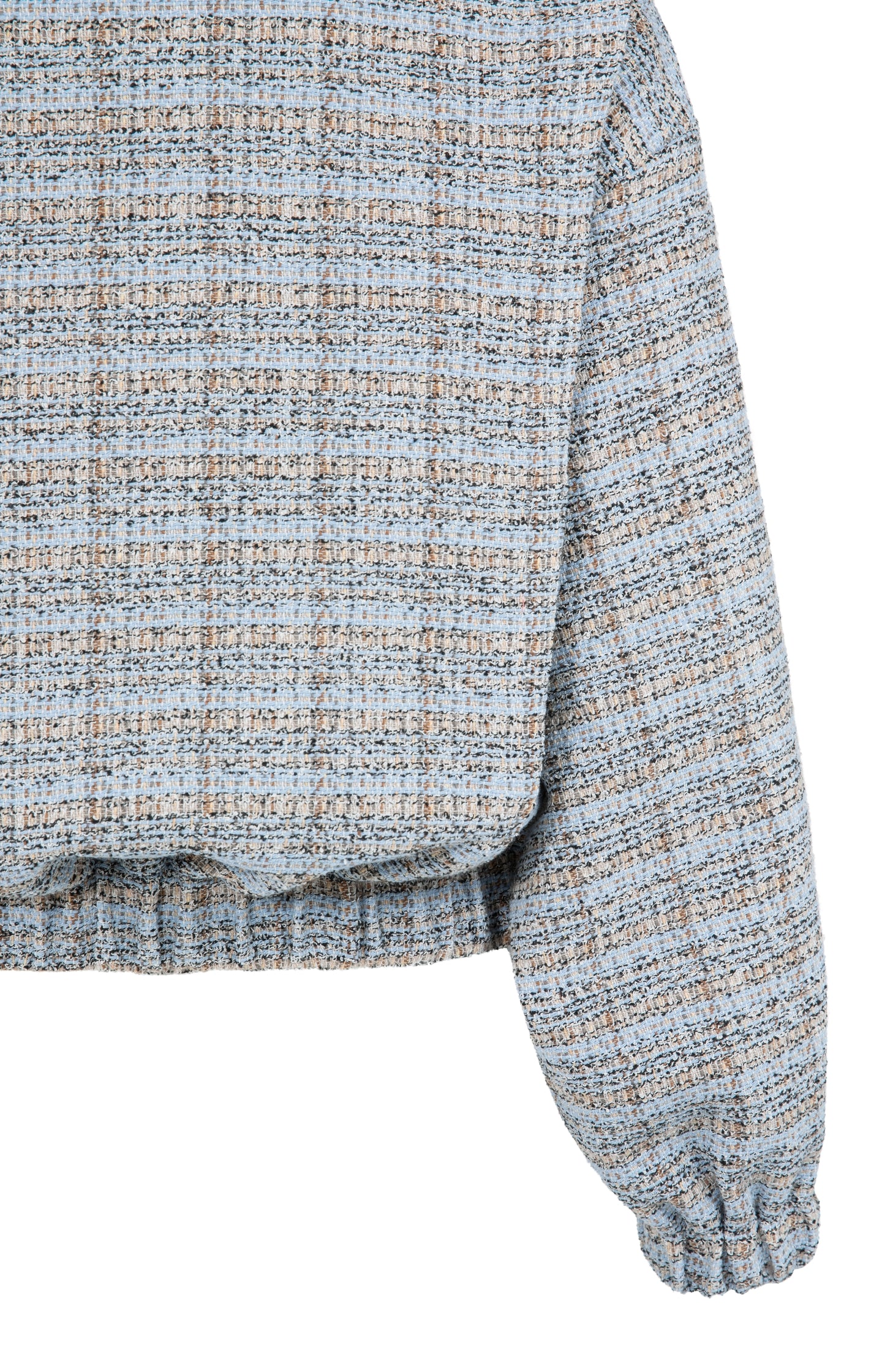 Short bouclé jacket with elasticated cuffs and hem