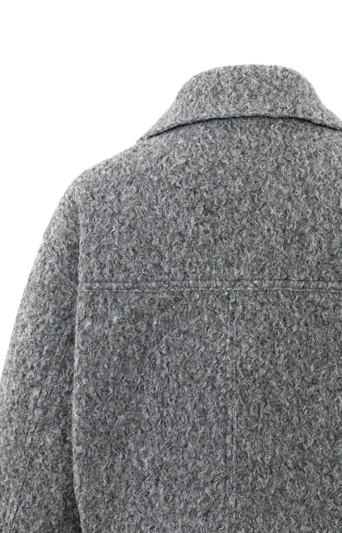 Short bouclé jacket with zip and stand-up collar